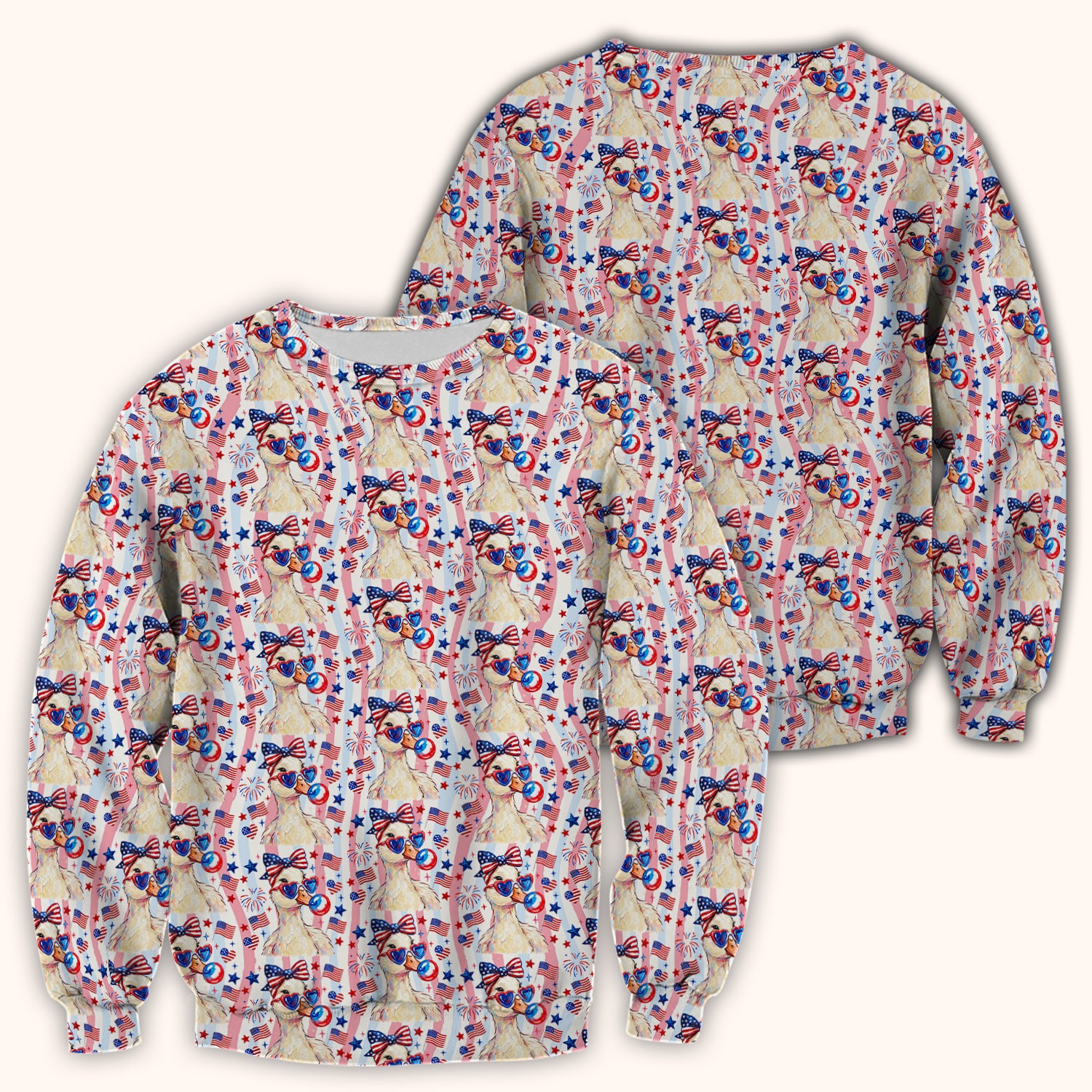 Cute Patriotic Goose Nurse Pattern Scrub Top, Comfortable Scrubs for Nurses