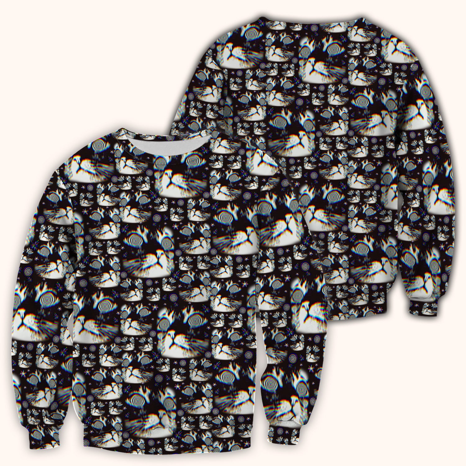 Funny Cosmic Cat Eye Spiral Pattern Scrub Top, Comfortable Scrubs for Nurses