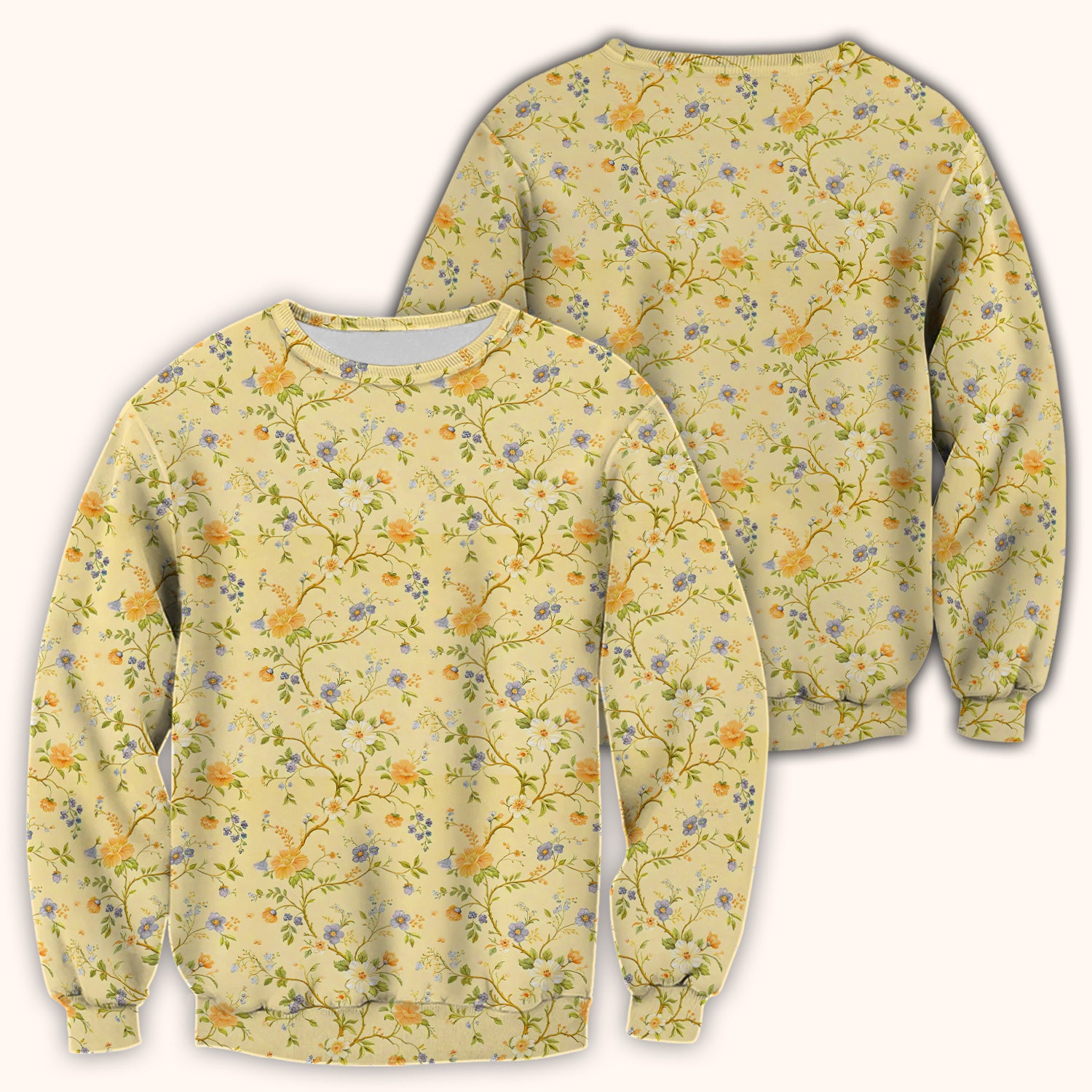 Sunny Wildflower Garden Floral Scrub Top, Comfortable Scrubs for Nurses