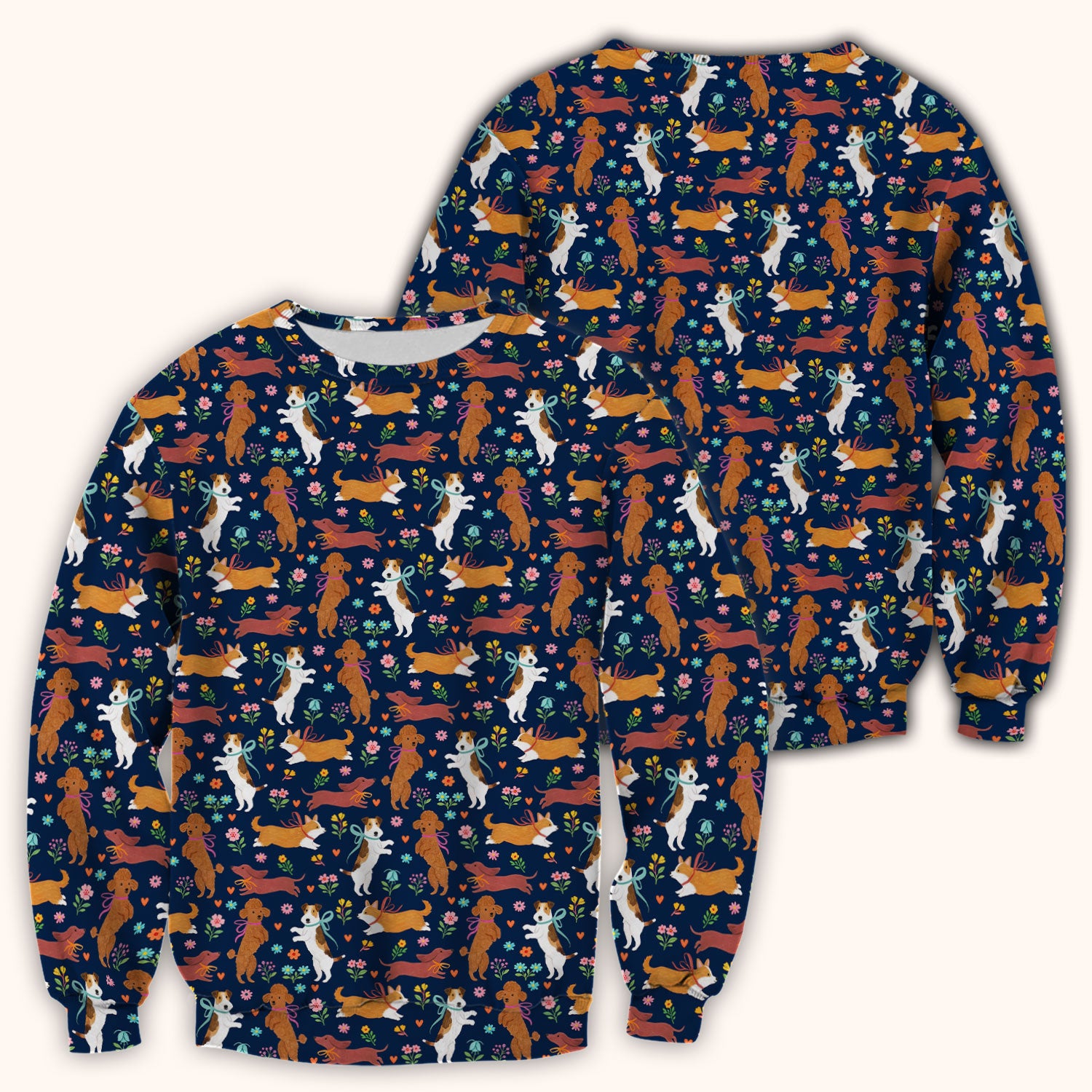 Cute Cartoon Dog Print Nurse Scrub Top, Comfortable Scrubs for Nurses