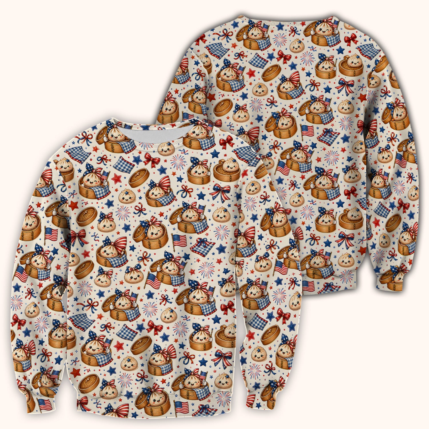 Patriotic Dumpling Nurse Scrub Top for RN, CNA, Pediatric Nurses, Fourth Of July Uniform