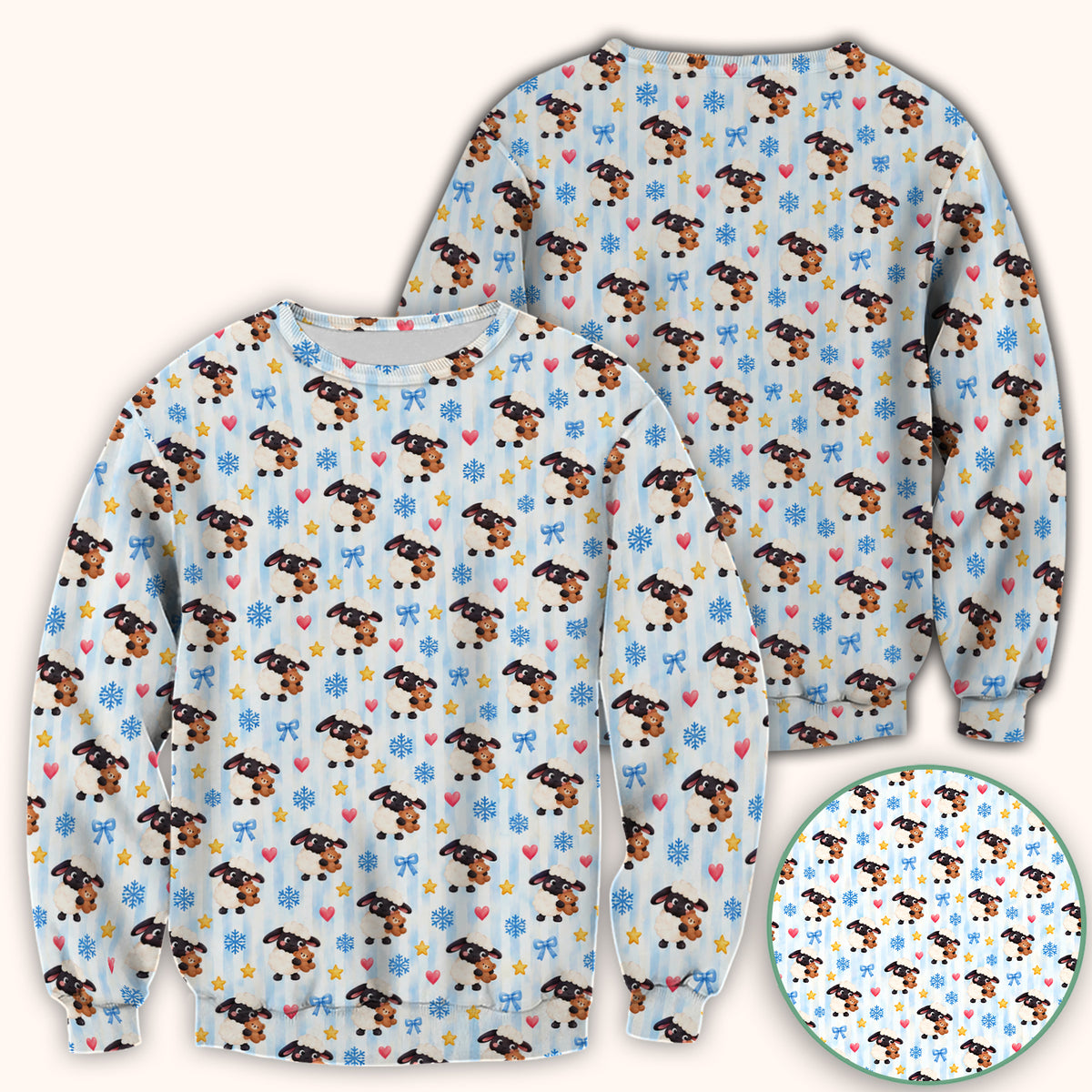 Cute Winter Lambs Holding Teddy Bears Scrub Top, Comfortable Scrubs for Nurses