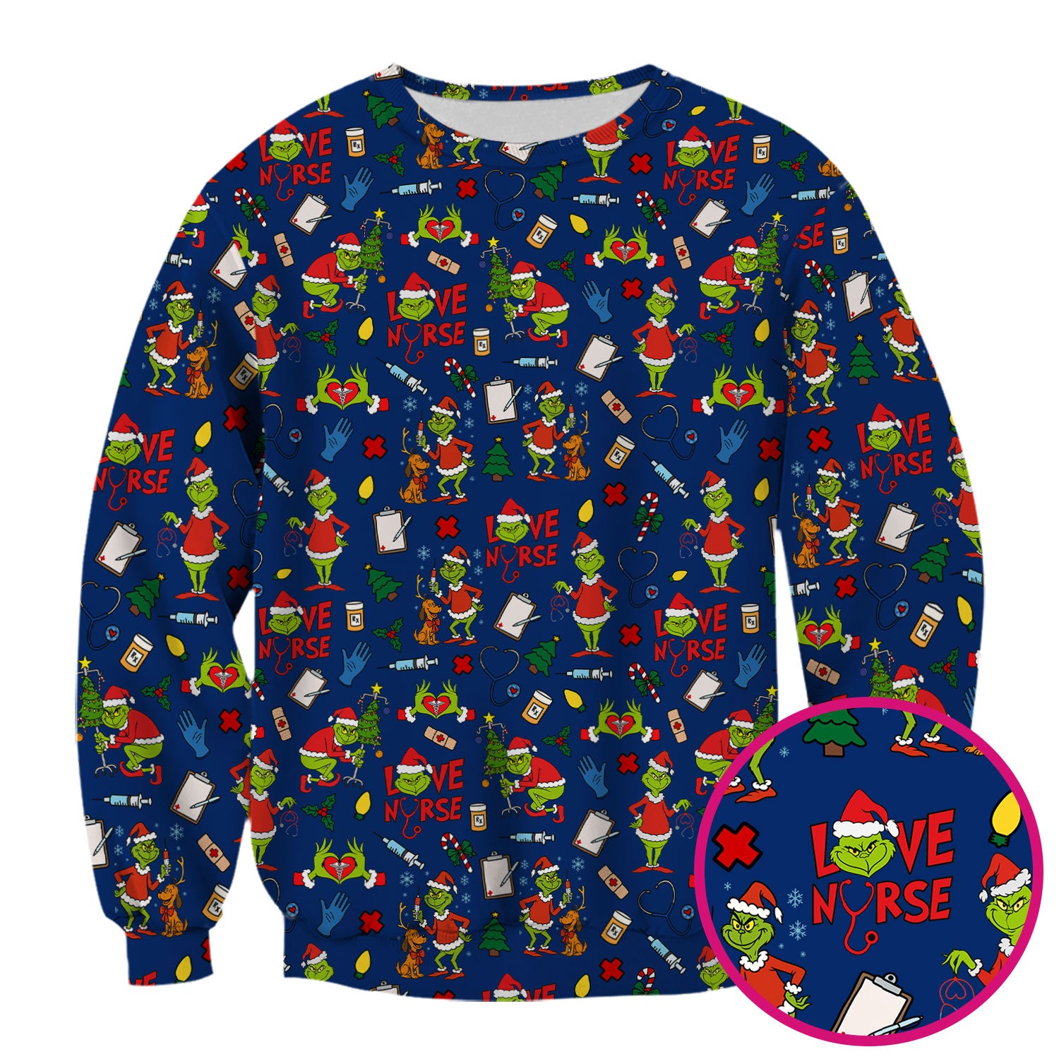 Grinch Nurse Scrub Shirt Multi Colors - Love Nurse Christmas Scrub Top - Funny Holiday Nursing Workwear with Pockets