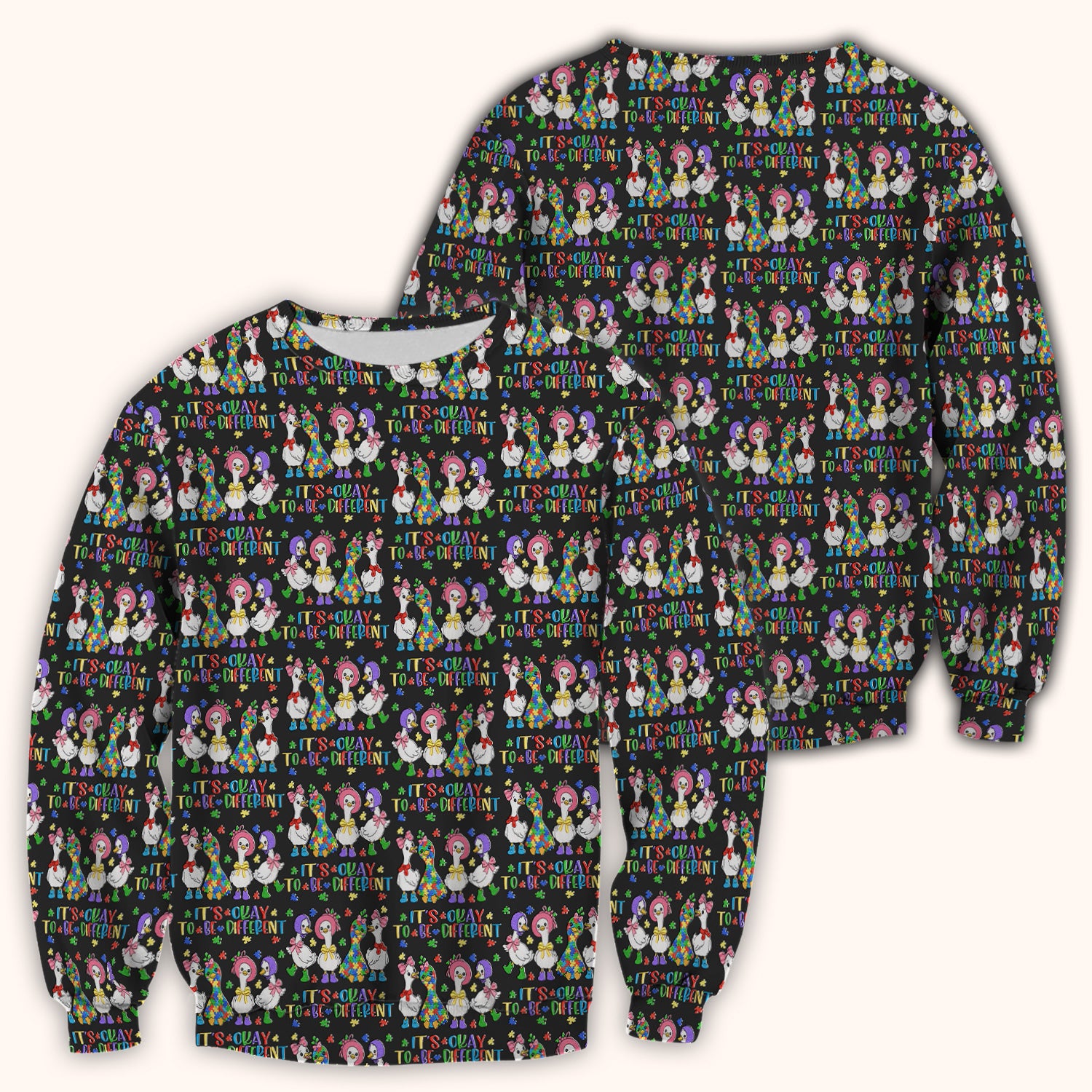 It’s Okay To Be Different Duck Pattern Scrub Top, Comfortable Scrubs For Nurses