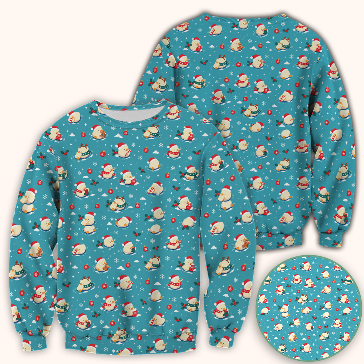 Christmas Ducks In Santa Hats Scrub Top, Comfortable Scrubs for Nurses