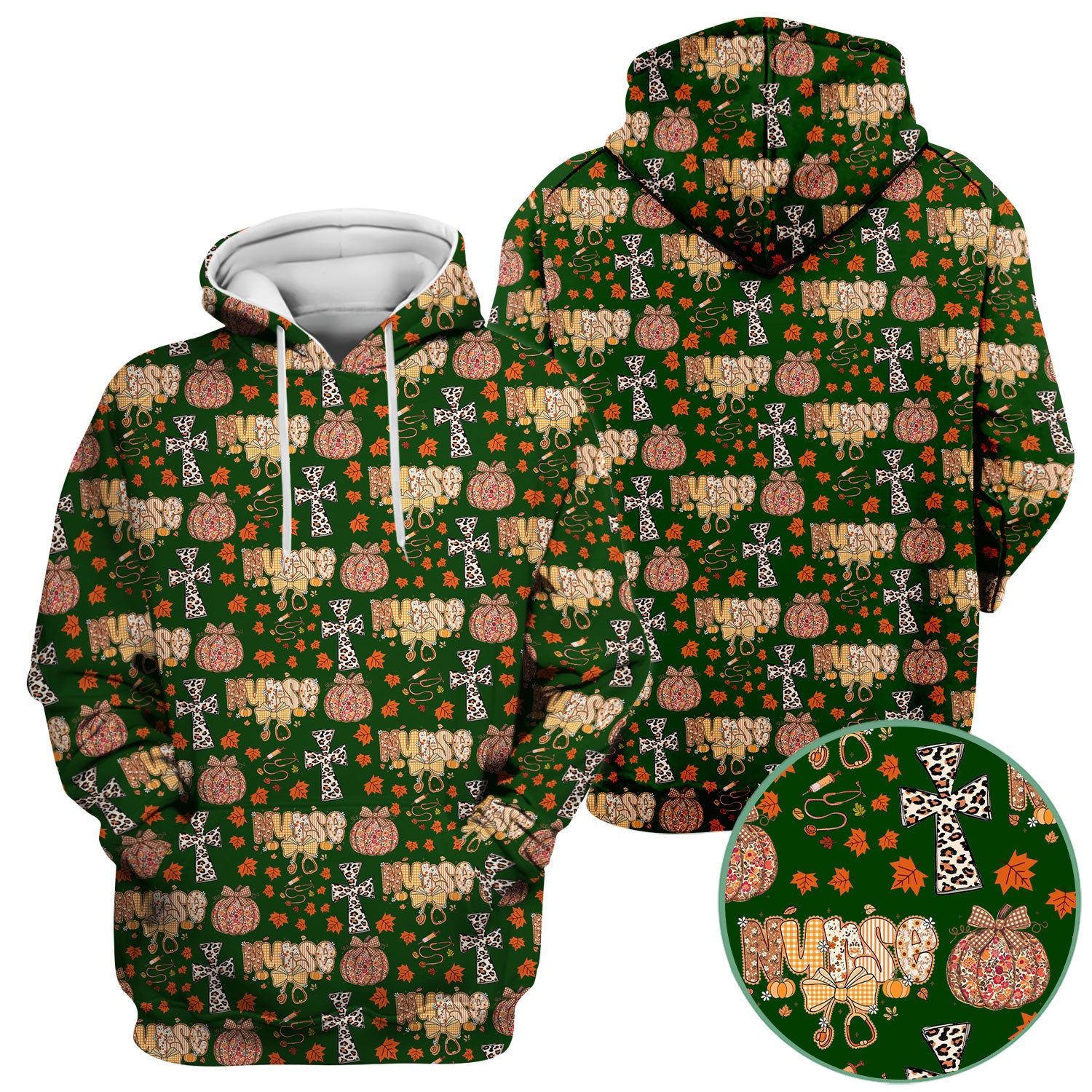Floral Pumpkin Scrub Top for Women - Coquette Bow Thanksgiving Shirt - Comfortable Medical Uniform
