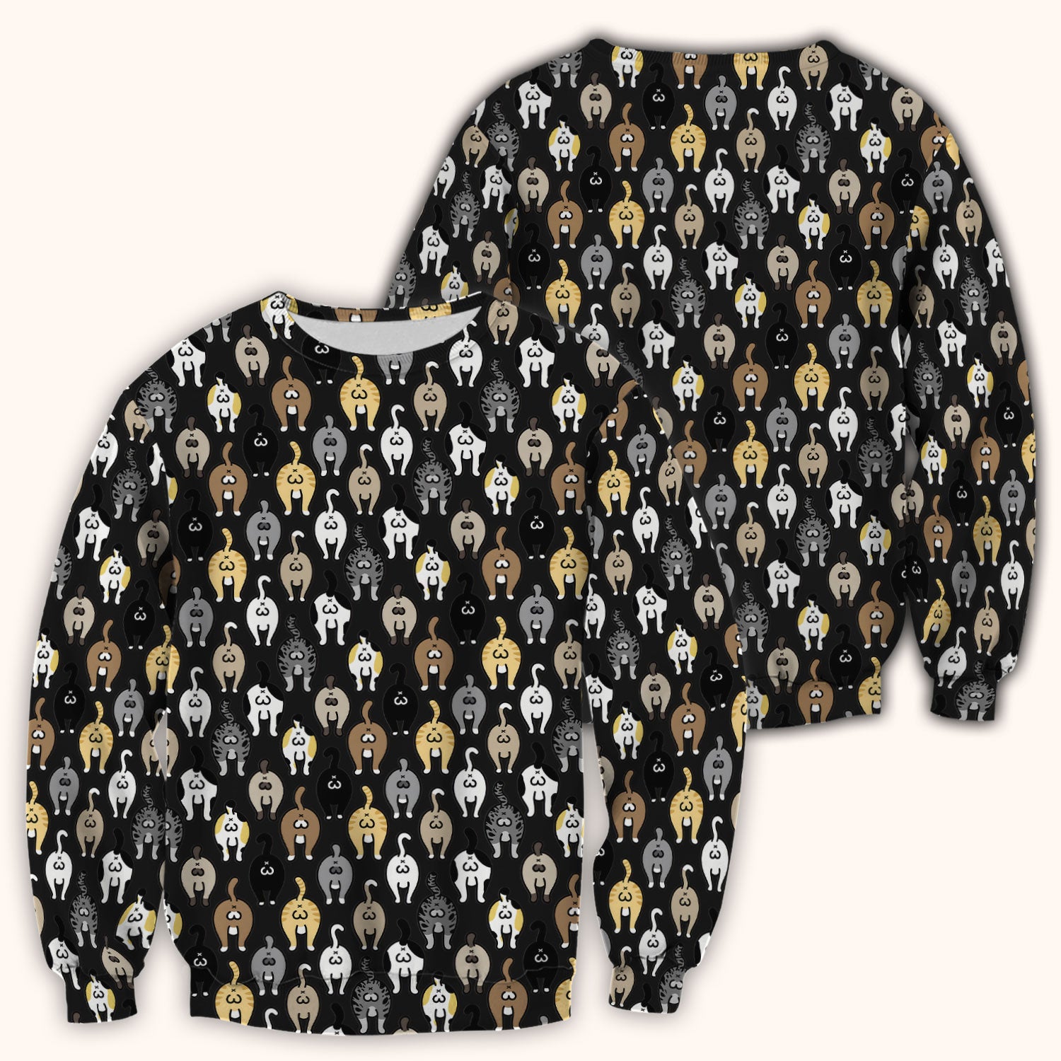 Cat Lover Nurse Scrub Top, Funny Cat Butt Pattern Medical Shirt, Breathable Fabrics Nursing Uniform