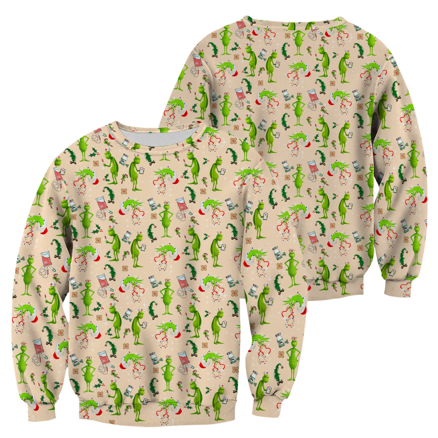 Cute Grinch Scrub Top for Nurse - Christmas Holiday Medical Shirt - Gift for CNA RN LPN Healthcare Workers