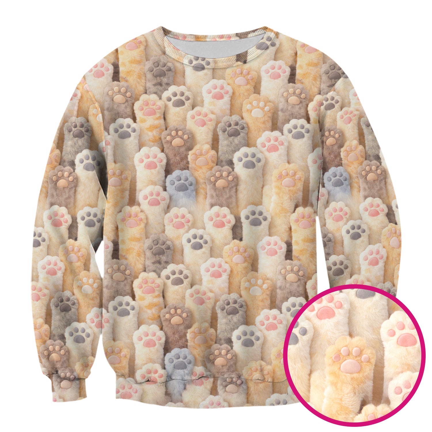 Cute Fluffy Cat Paw Pattern Scrub Top, Comfortable Scrubs for Nurses