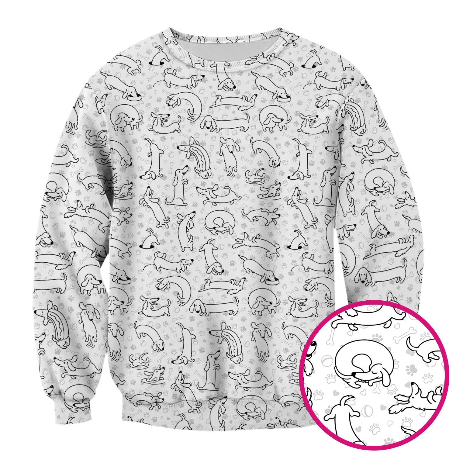 Playful Dachshund Dog Line Art Print Scrub Top, Comfortable Scrubs for Nurses