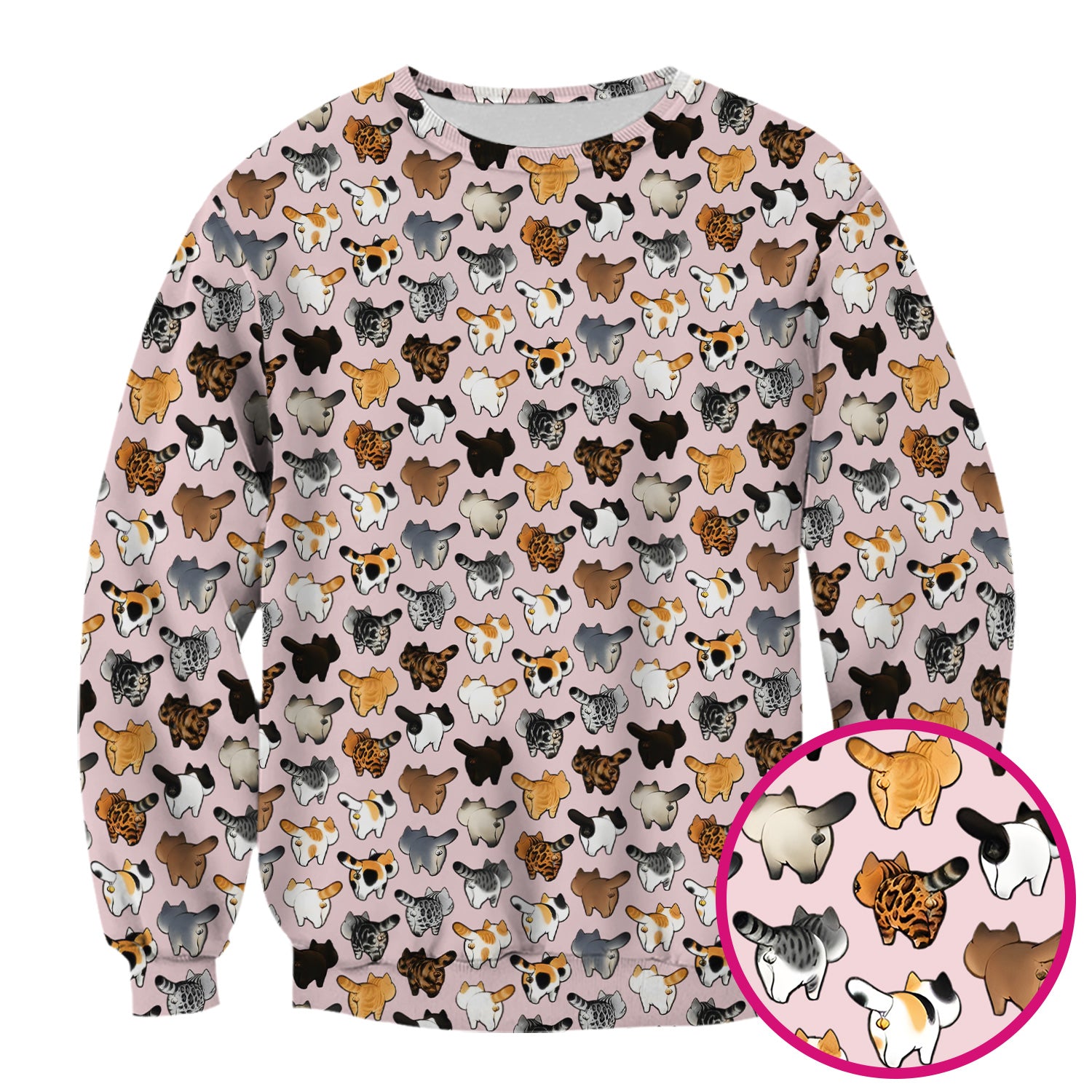Cat Butt Pattern Medical Scrub Top, Breathable Fabrics Nursing Uniform