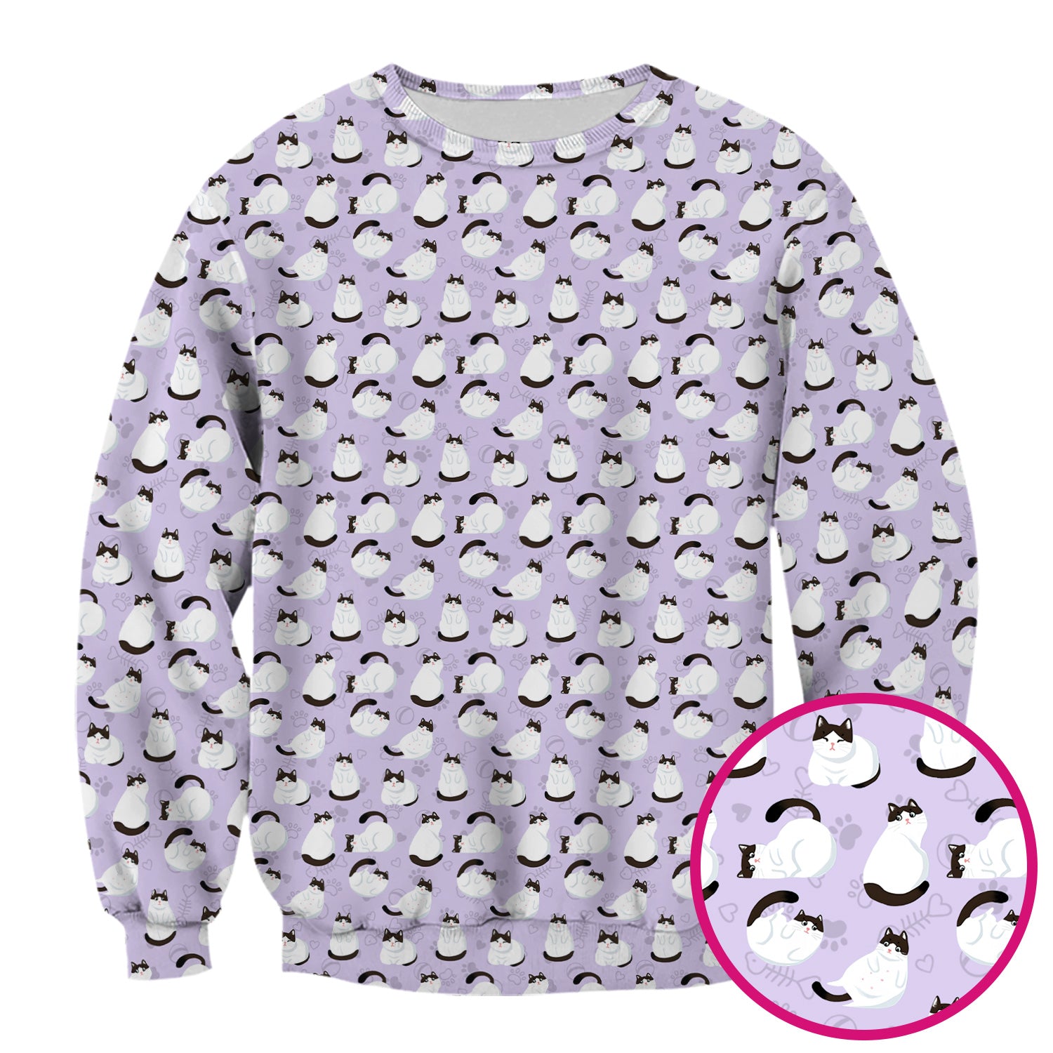 Cute Cat Pattern Medical Scrub Top, Breathable Fabrics Nursing Uniform