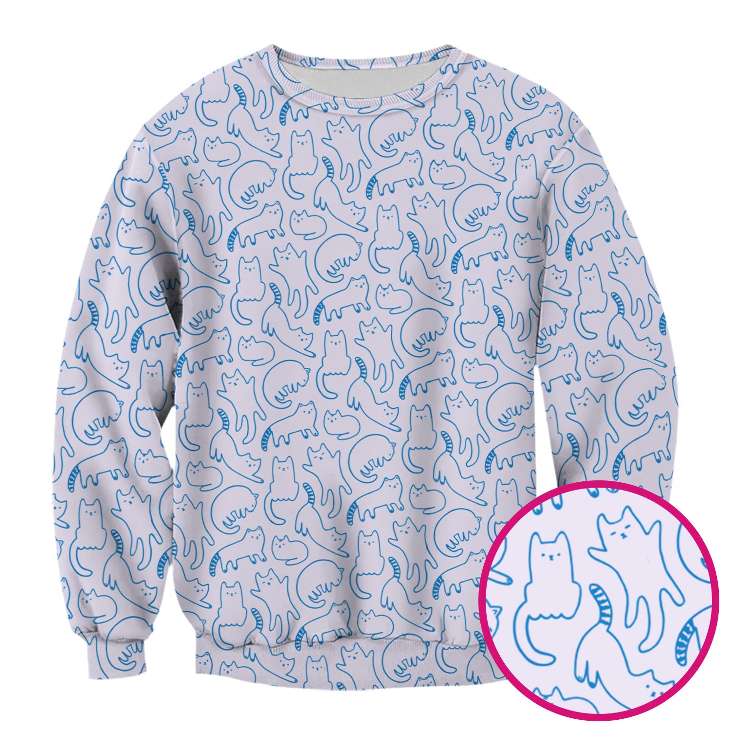 Artistic Cat Pattern Medical Scrub Top, Breathable Fabrics Nursing Uniform