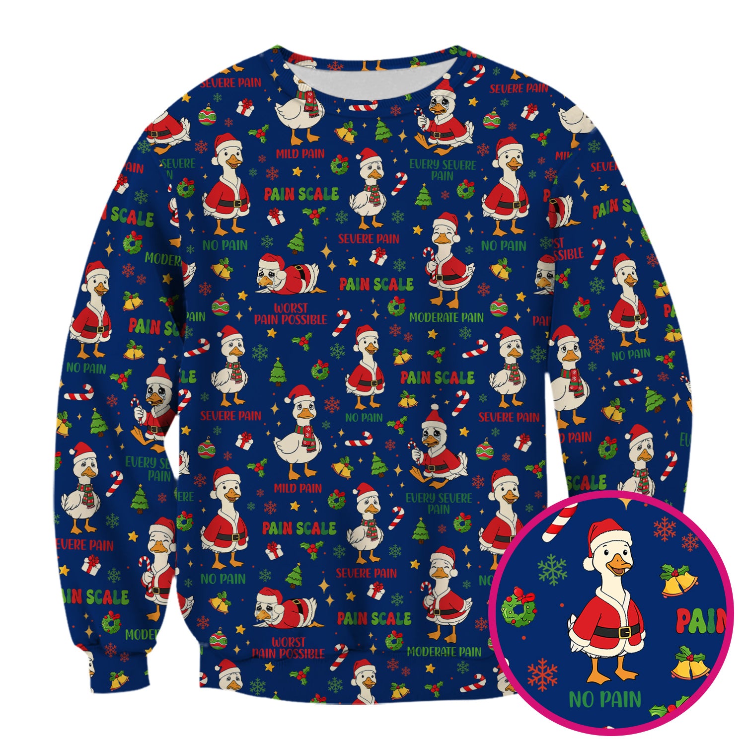 Christmas Nurse Scrub Top - Funny Goose Pain Scale - Cute Holiday Medical Uniform for Women