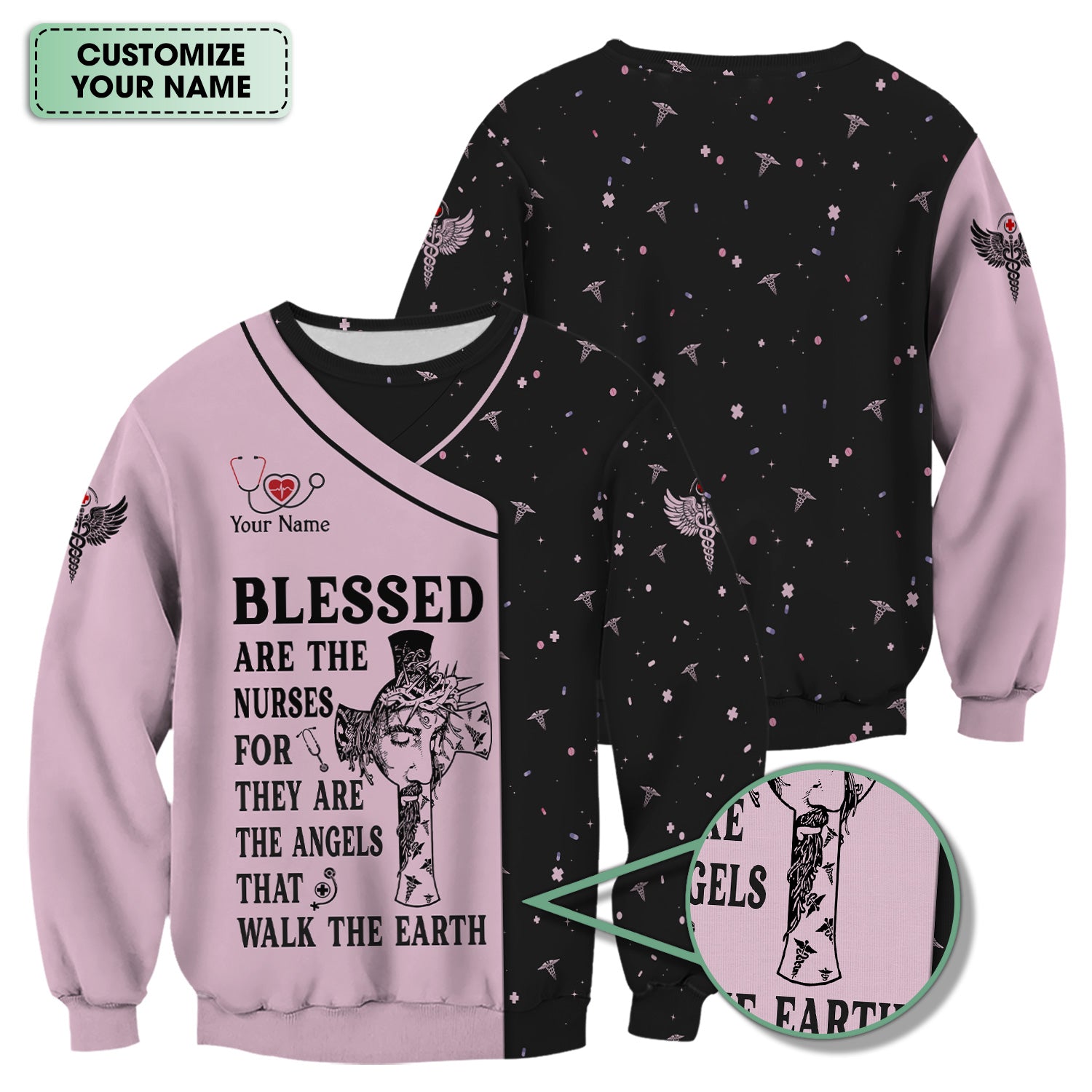Personalized Christian Nurse Shirt - Blessed Are The Nurses Angel - Gift for Women RN LPN & Healthcare Workers
