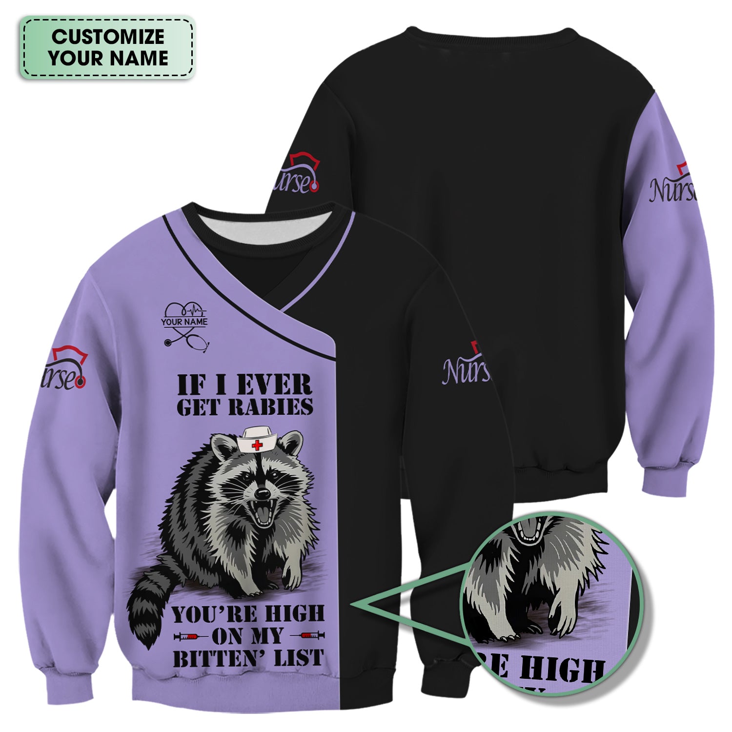 Custom Funny Nurse Scrub Top - You're High On My Bitten List - Multiple Color Options Gift for RN LPN CNA