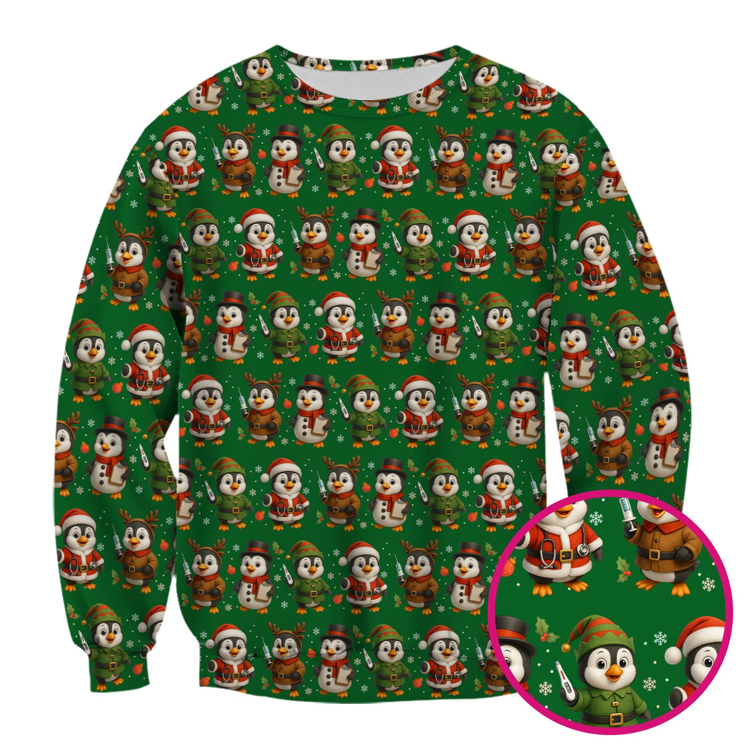 Cute Christmas Penguin Scrubs - Festive Pattern Scrub Top for Women - Cozy Holiday Scrubs Perfect for Nurse Gift Season