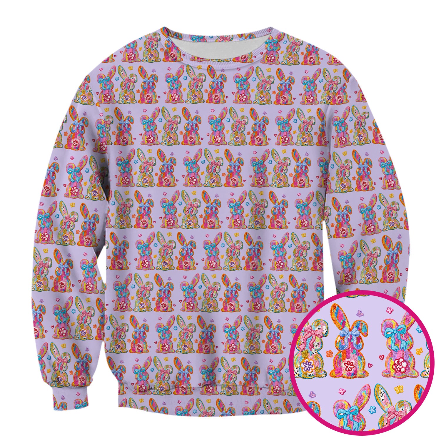 Cute Pastel Bunny Floral Pattern Scrub Top, Comfortable Scrubs for Nurses, Easter
