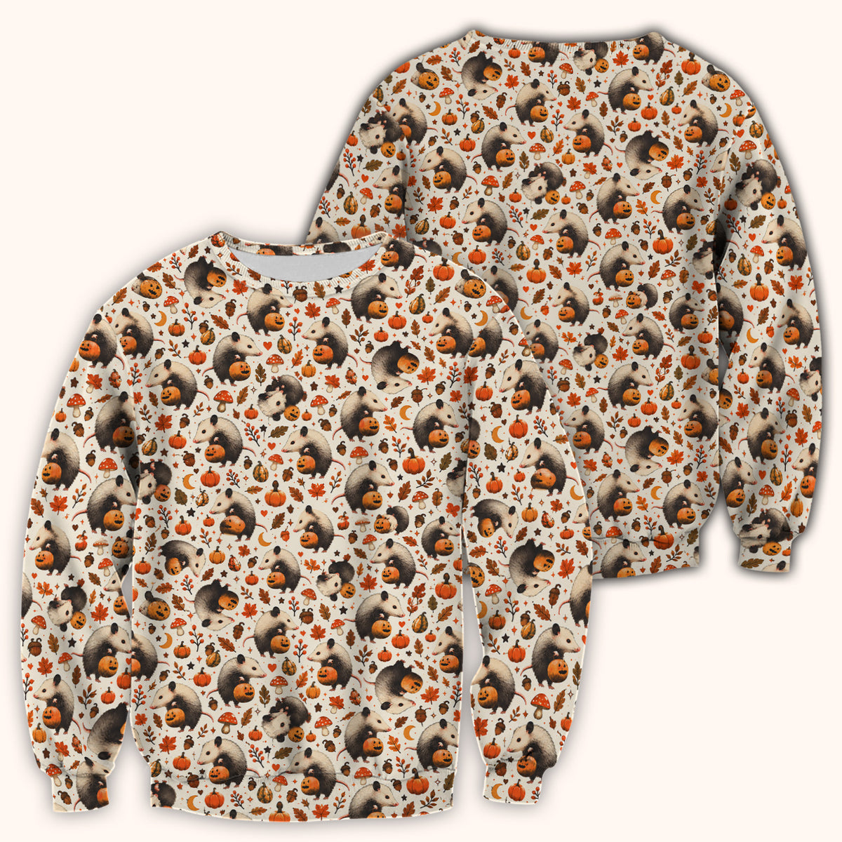 Halloween Opossum Pumpkin Patch Pattern Scrub Top, Comfortable Scrubs for Nurses