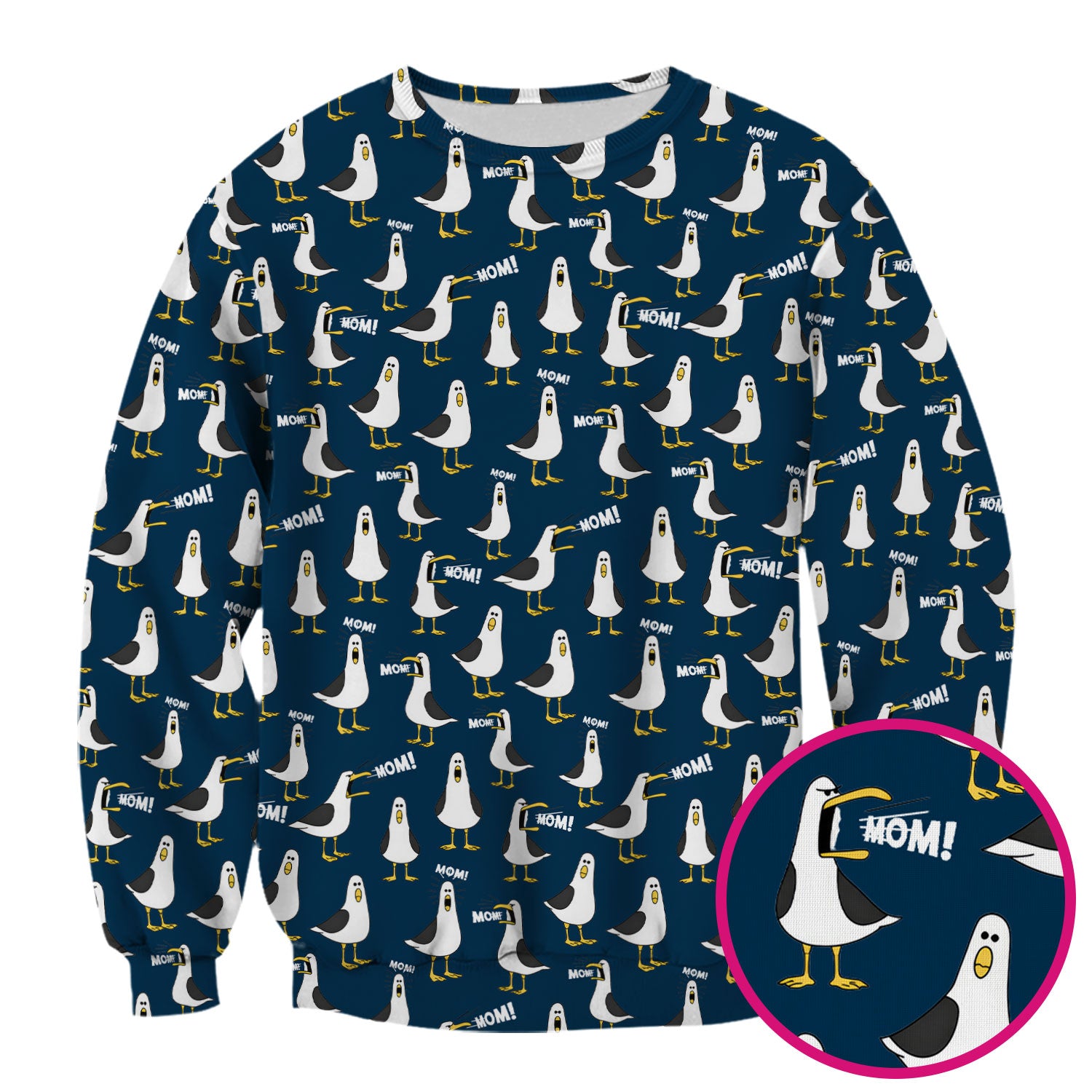 Funny Seagull Mom Seamless Pattern Scrub Top, Comfortable Scrubs for Nurses