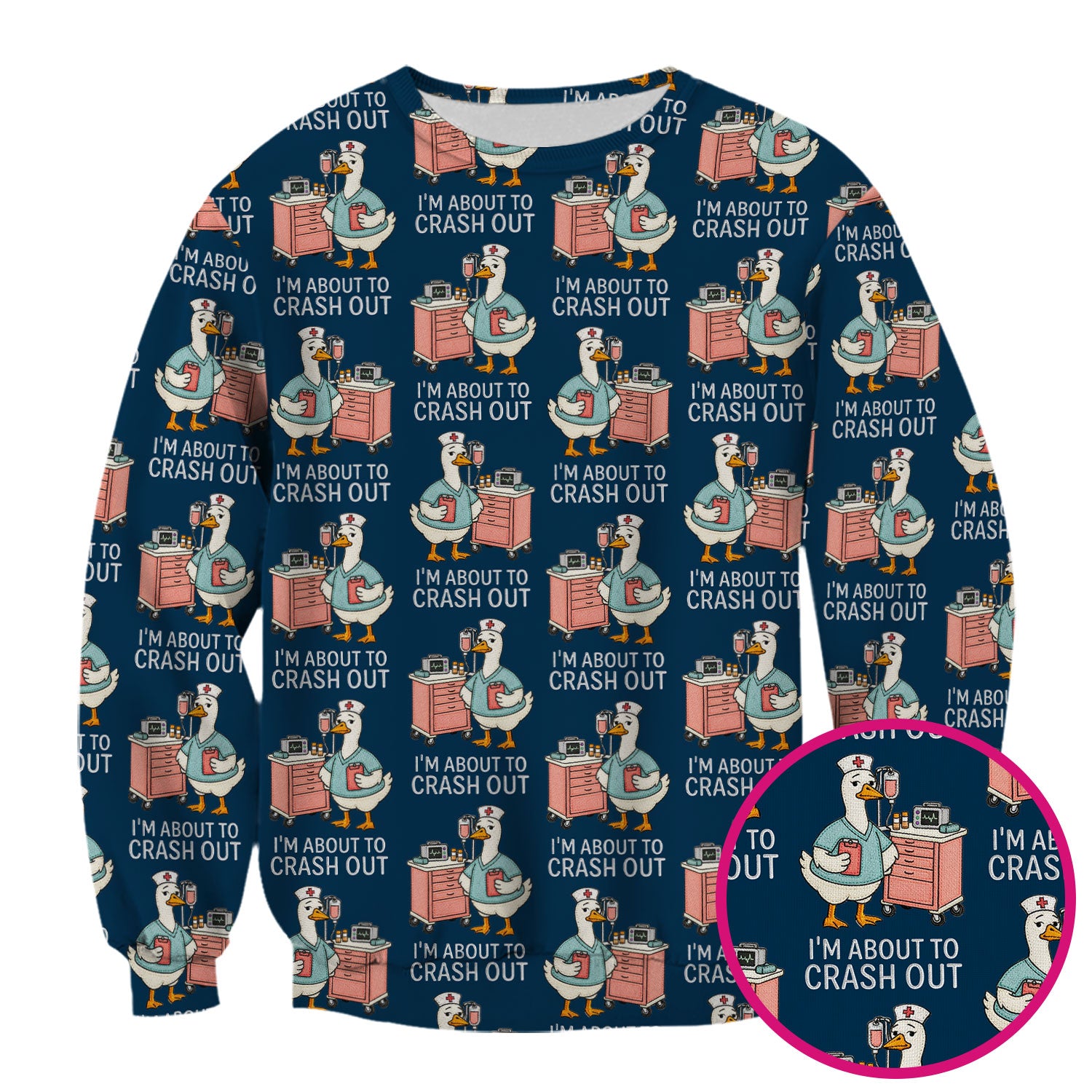 Funny Nurse Goose Crash Out Pattern Scrub Top, Comfortable Scrubs for Nurses