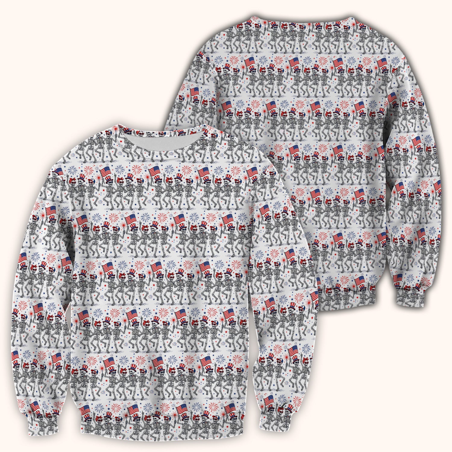 Funny Patriotic Skeleton Pattern, July 4 Medical Scrub Top, Comfortable Scrubs for Nurses