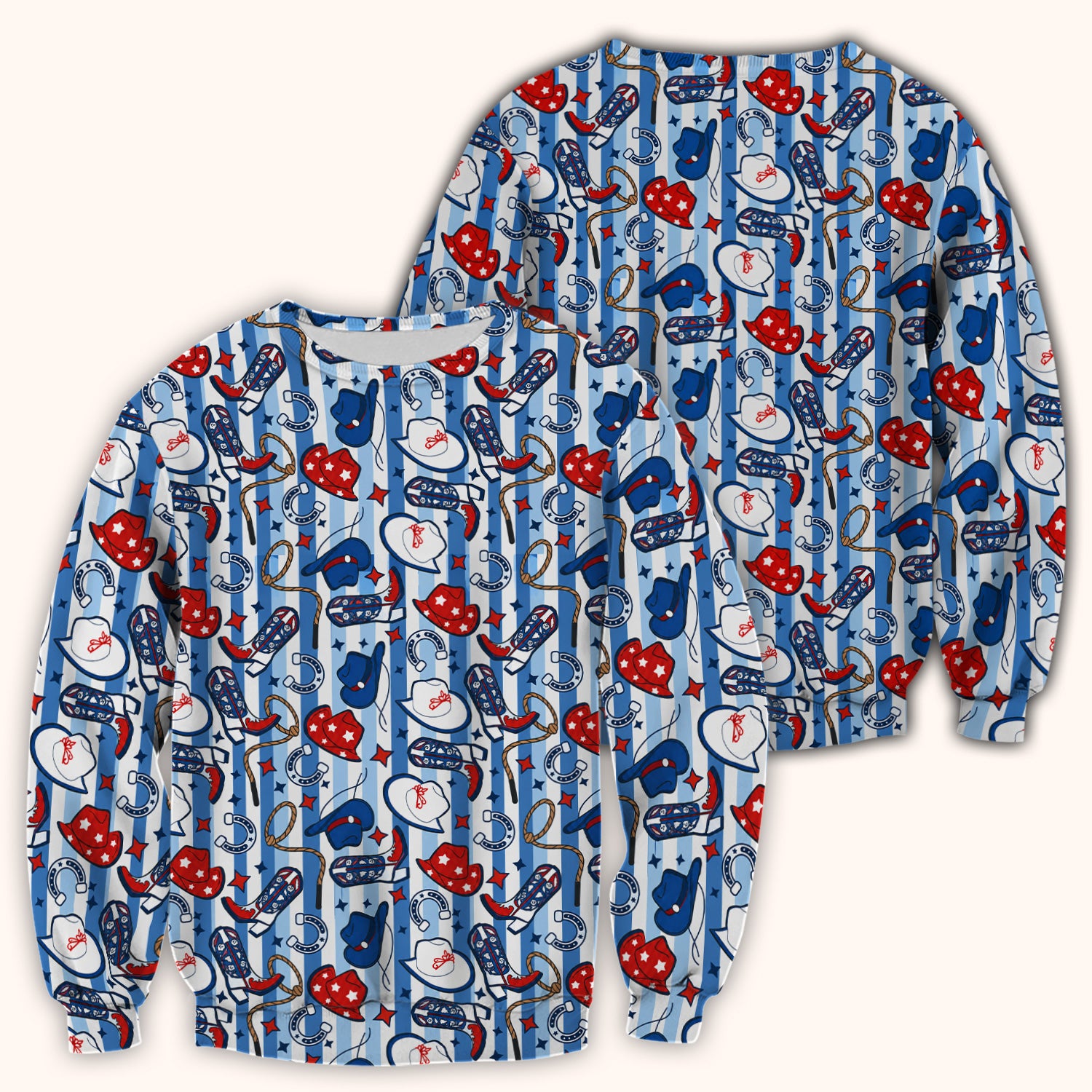 Western Cowboy Boots And Hats Print Scrub Top, Comfortable Scrubs for Nurses