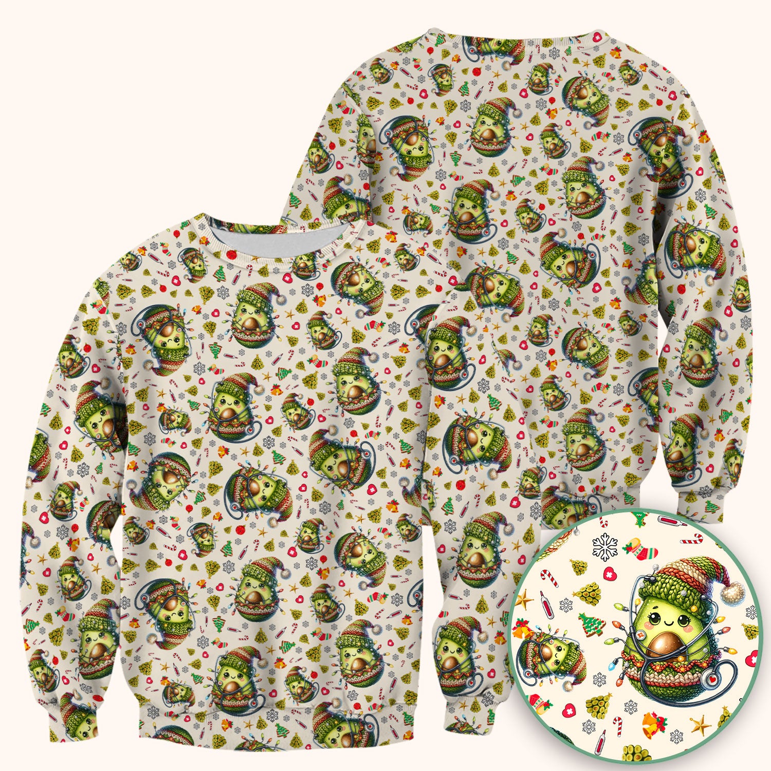 Avocado Scrub Top for Nurse - Funny Christmas Nursing Shirt - Cute Holiday Medical Uniform for Women RN LPN CNA