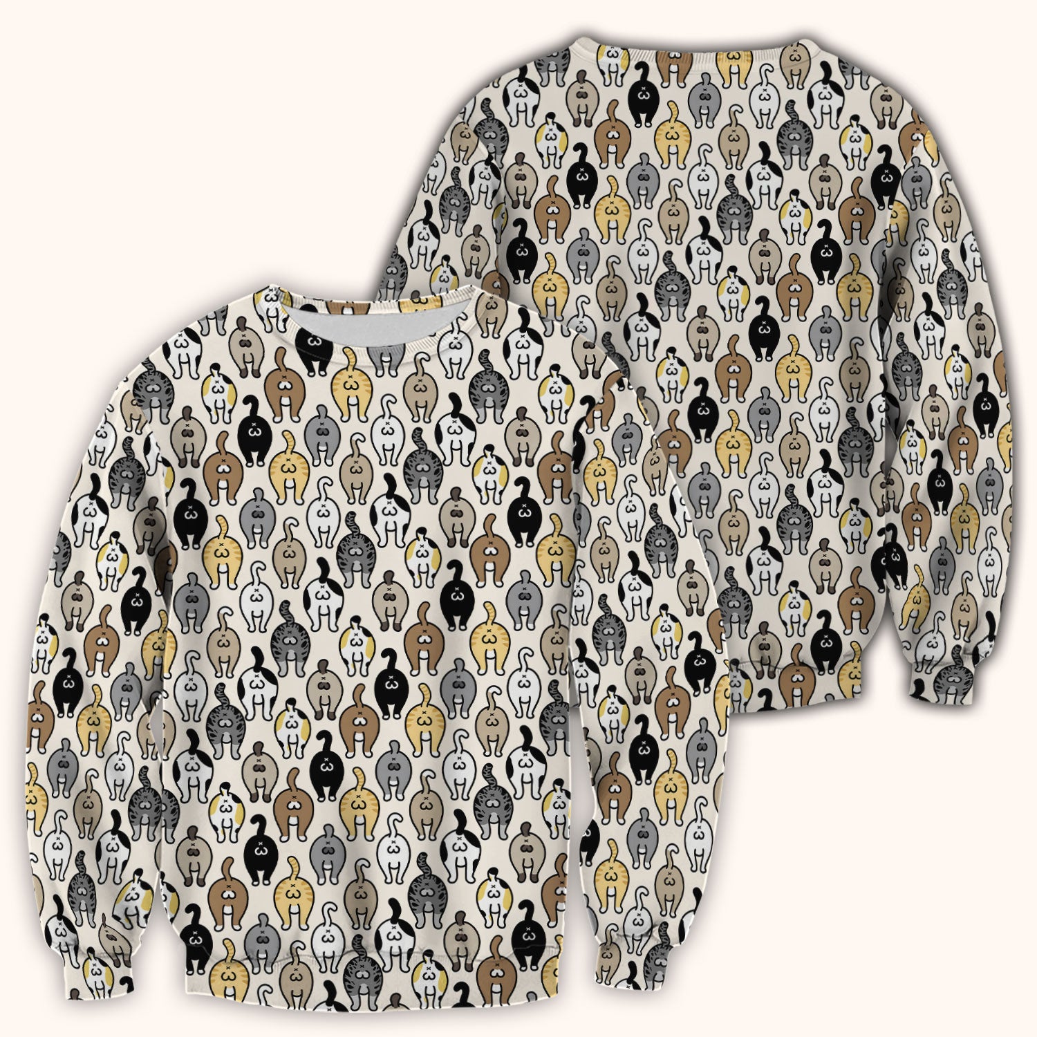 Cat Lover Nurse Scrub Top, Funny Cat Butt Pattern Medical Shirt, Breathable Fabrics Nursing Uniform