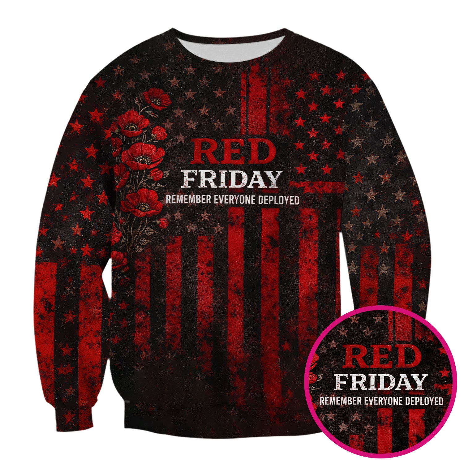 Red Friday Nurse American Flag Poppy Scrub Top, Comfortable Scrubs For Nurses