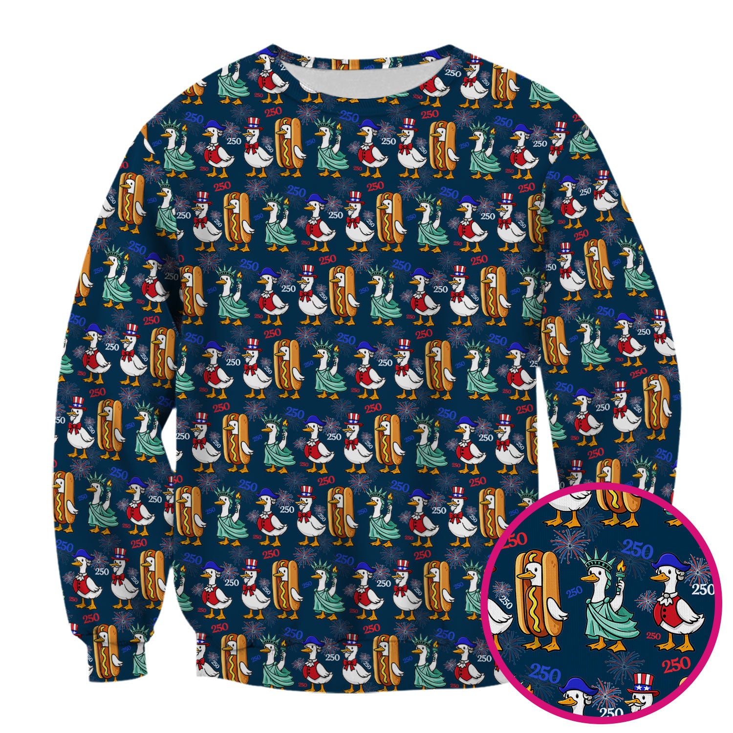 Patriotic Duck Independence Day Pattern Scrub Top, Breathable Healthcare Uniform Top