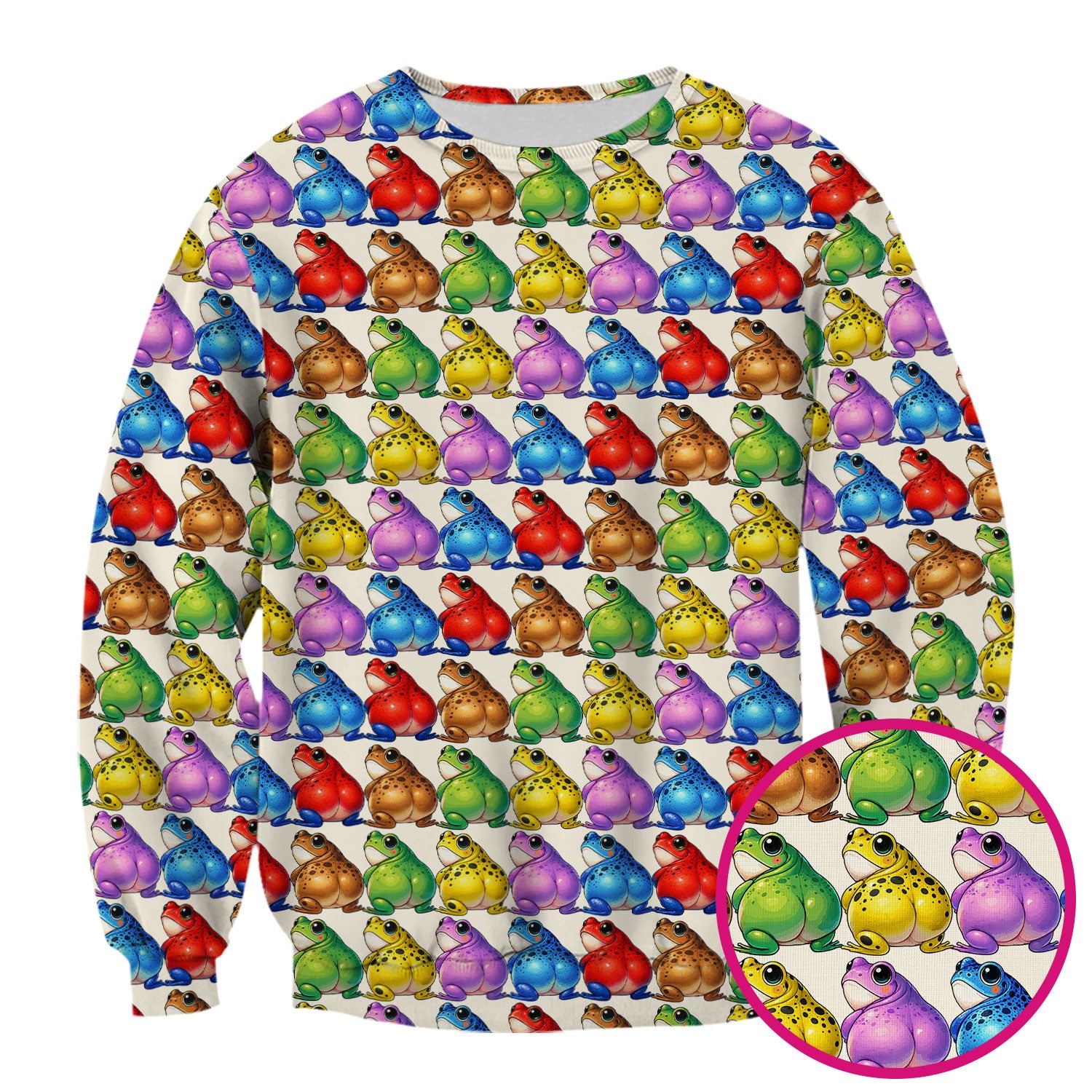 Funny Colorful Frogs Pattern Scrubs Top, Comfortable Scrubs for Nurses