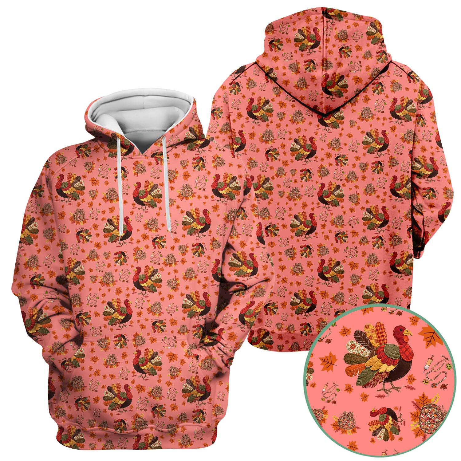 Fall Leaves Thanksgiving Scrubs for Nurses - Comfortable Scrub Tops - Turkey Nursing Uniform Gift for Women