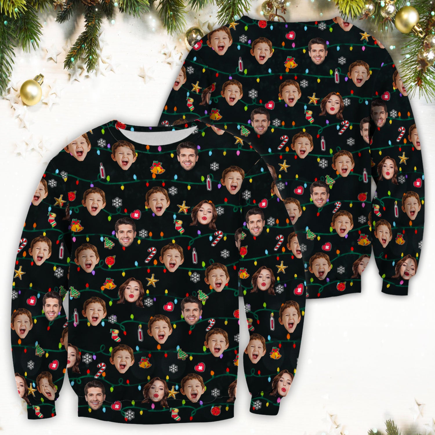 Personalized Xmas Photo Scrub Top, Christmas Custom Face Scrub Shirt, Breathable Fabrics Nursing Uniform