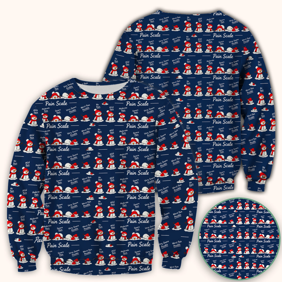 Funny Christmas Snowman Pain Scale Scrub Top, Comfortable Scrubs for Nurses