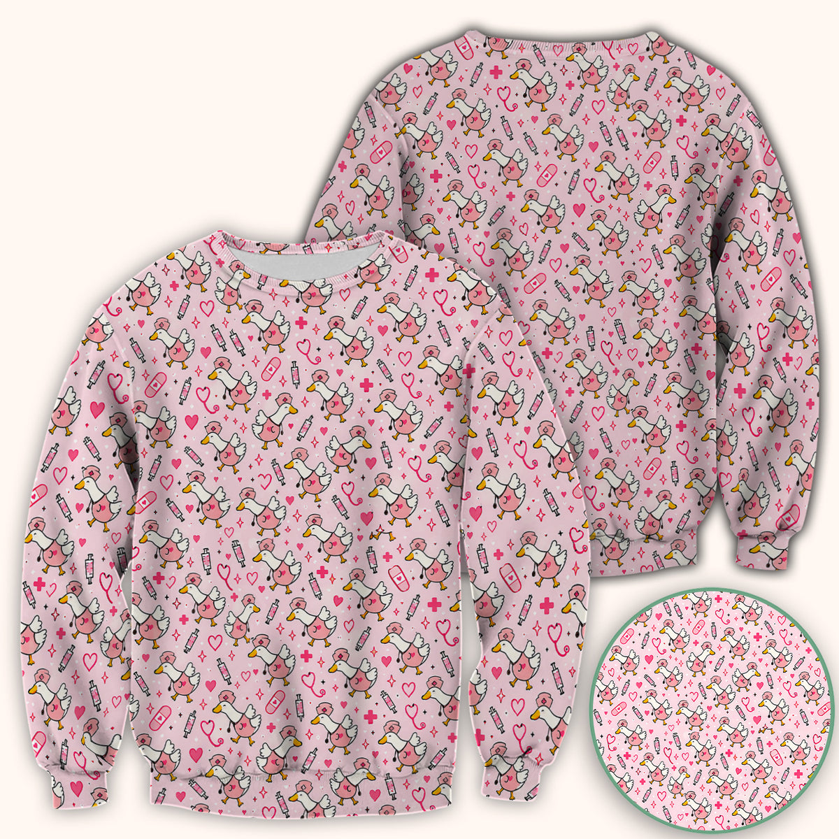 Pink Nurse Goose And Hearts Scrub Top, Comfortable Scrubs for Nurses