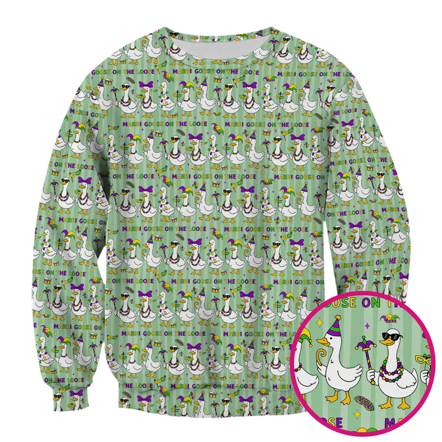 Mardi Gras Goose Nurse Scrub Top, Funny Carnival Medical Pattern Nurse Shirt, Breathable Fabrics Nursing Uniform