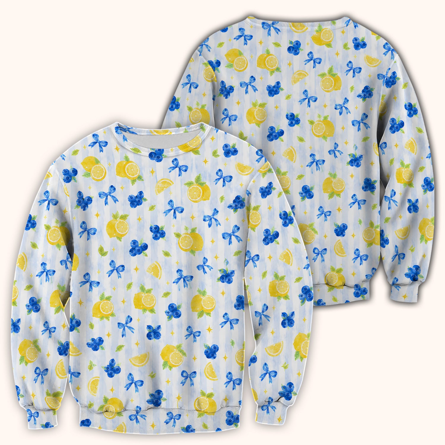 Lemon Blueberry Bow Nurse Scrub Top for RN, CNA, Healthcare Workers, Summer Fruit Uniform