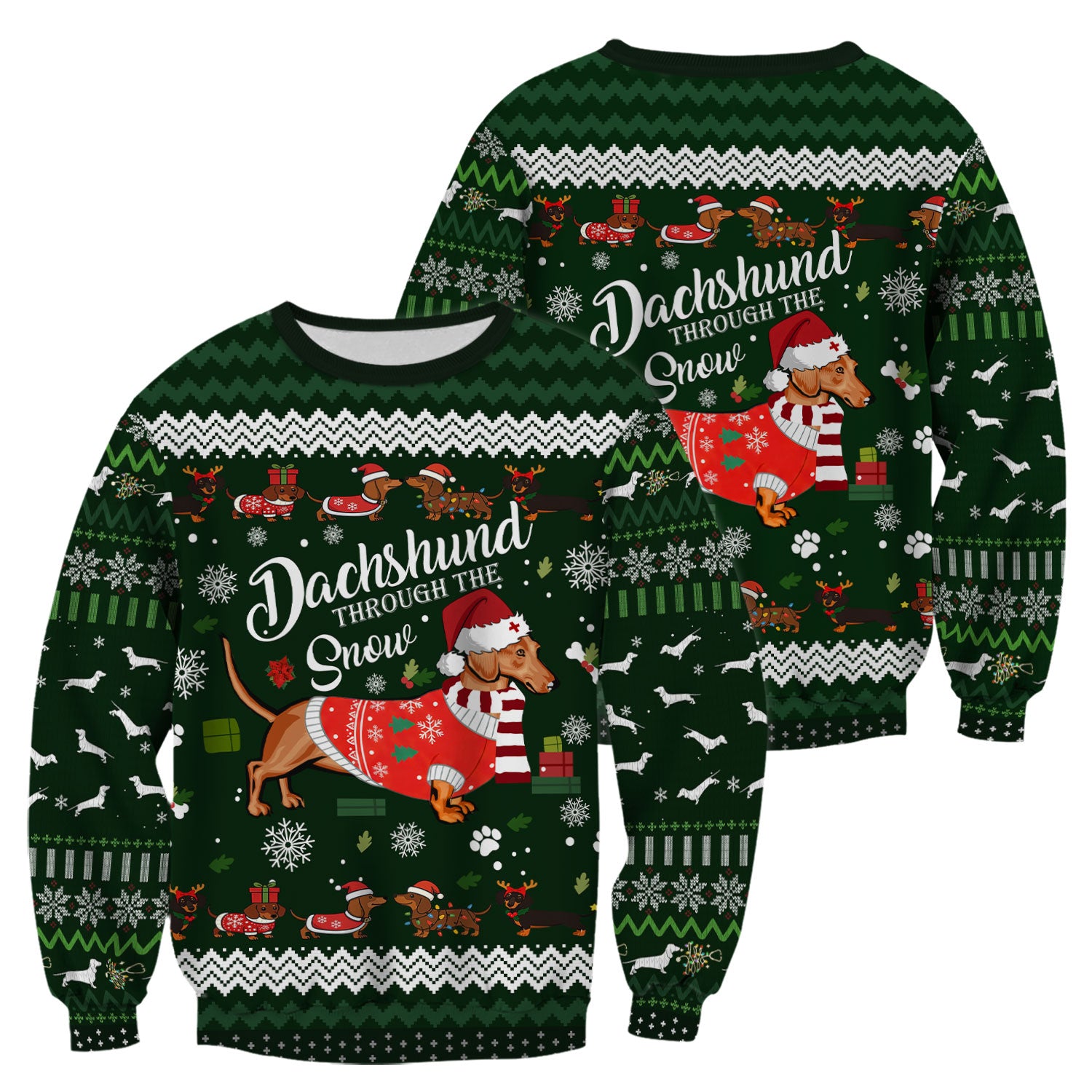 Dachshund Through the Snow - Funny Christmas Scrub Top - Wiener Dog Lover Gift - Holiday Medical Uniform