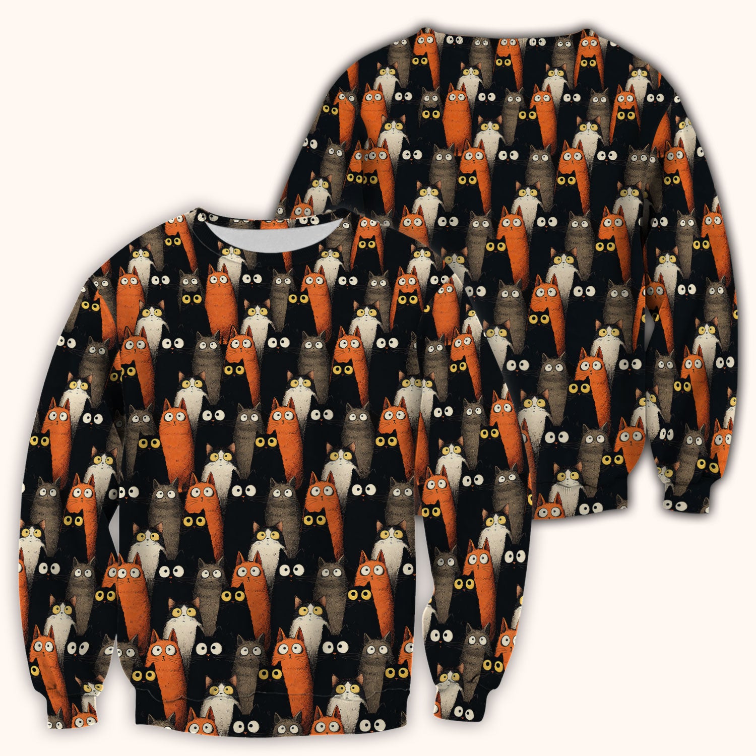 Black Cat Pattern Nurse Scrub Top, Cat Lover Nurse Shirt, Breathable Fabrics Nursing Uniform