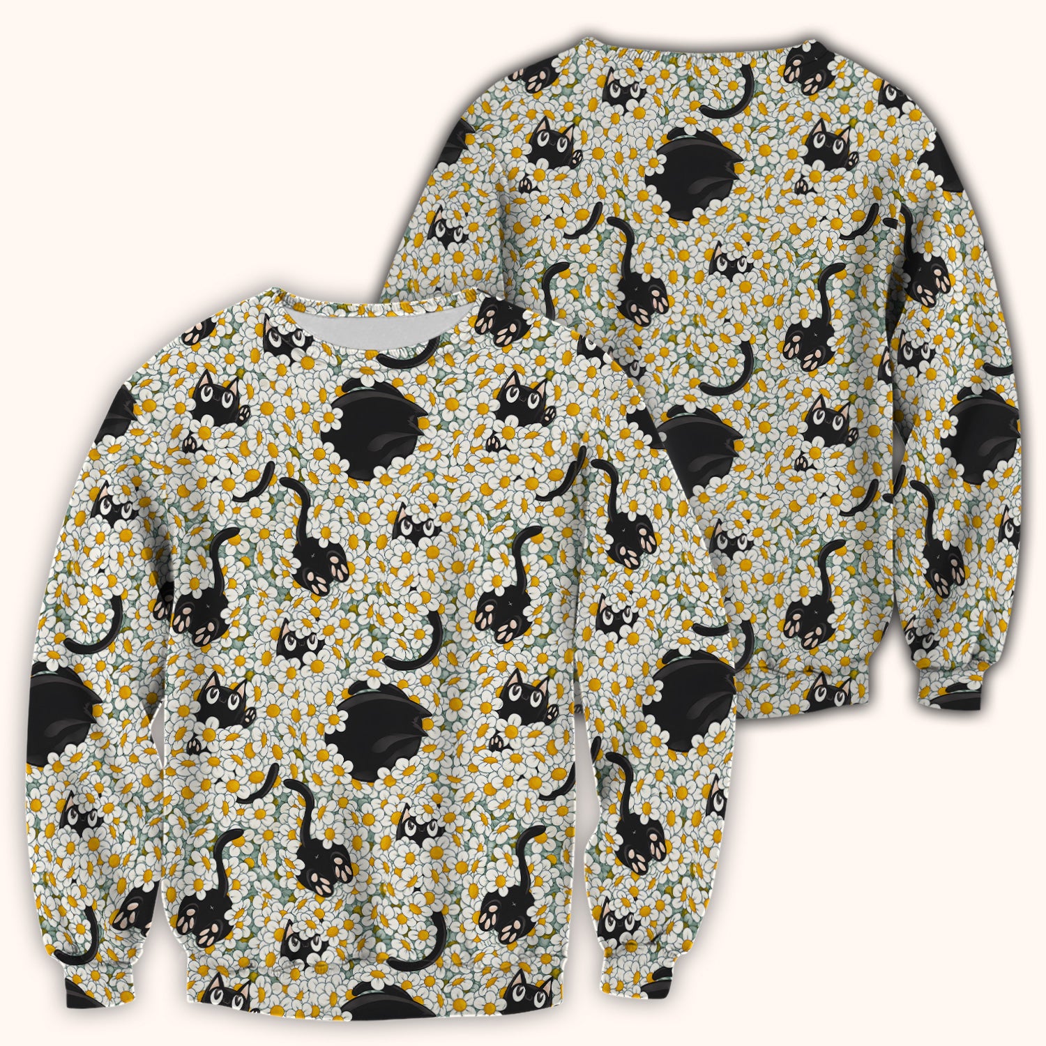 Daisy Black Cat Nurse Scrub Top for RN, CNA, Veterinary Staff, Cat Lover Uniform