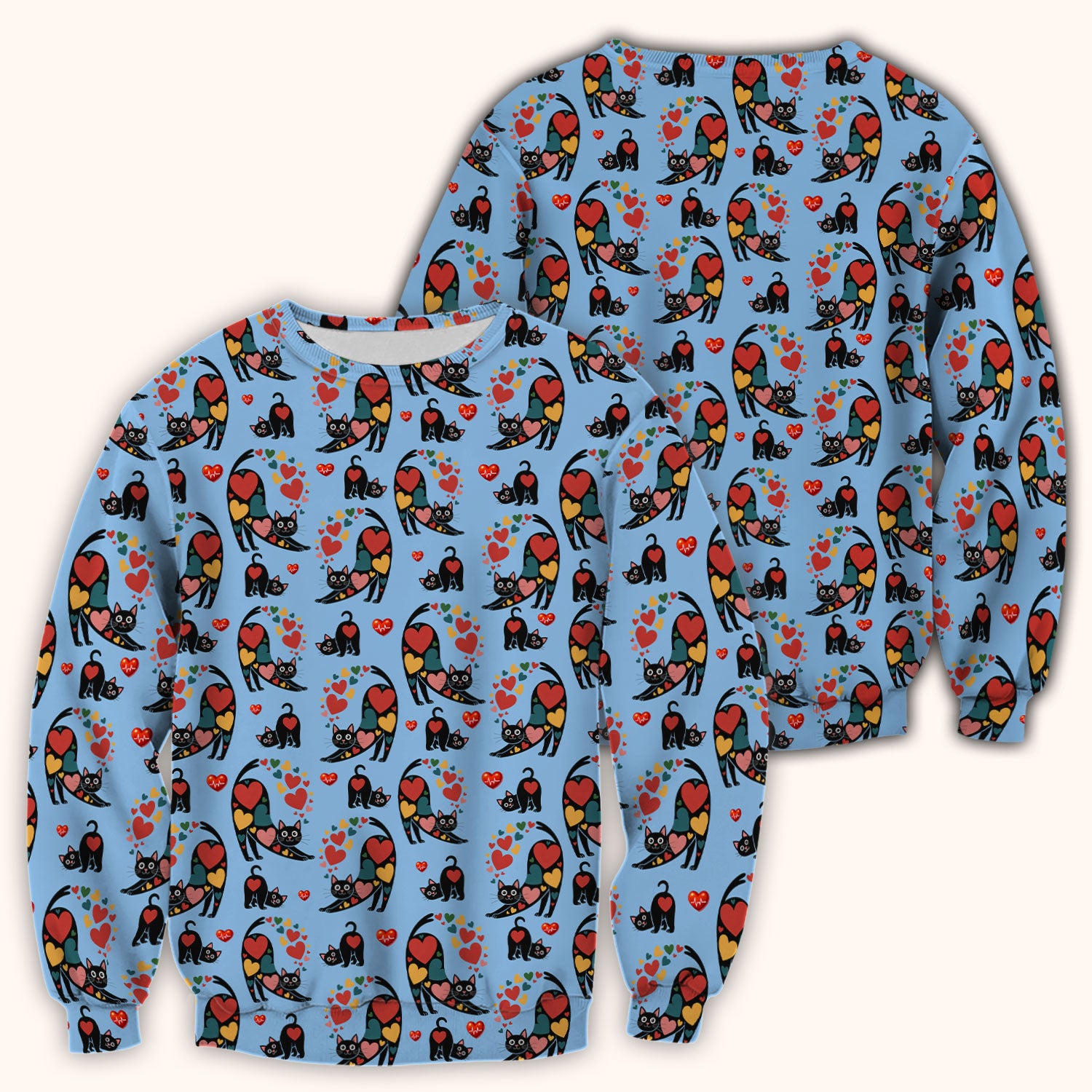 Playful Cat Valentine Heart Print Nurse Scrub Top, Comfortable Scrubs for Nurses