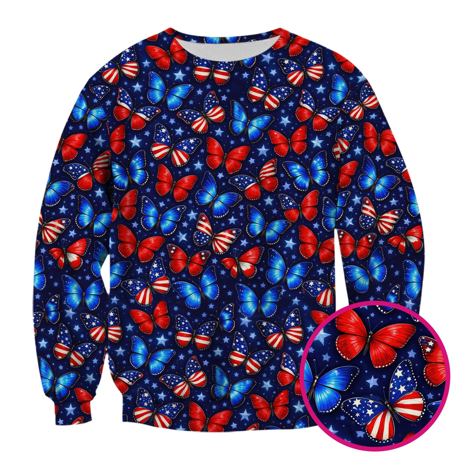 Patriotic Butterfly Stars Pattern Scrubs Top, Comfortable Scrubs for Nurses