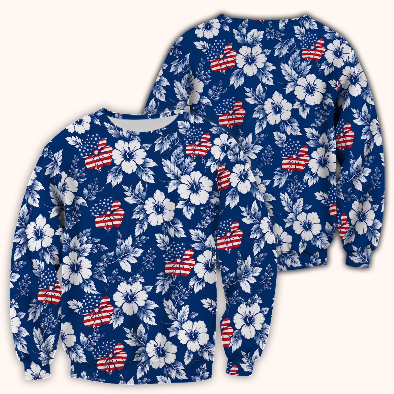 Patriotic Butterfly Floral Nurse for RN & CNA, American Flag Healthcare Workers Uniform Scrub Top, Comfortable Scrubs for Nurses