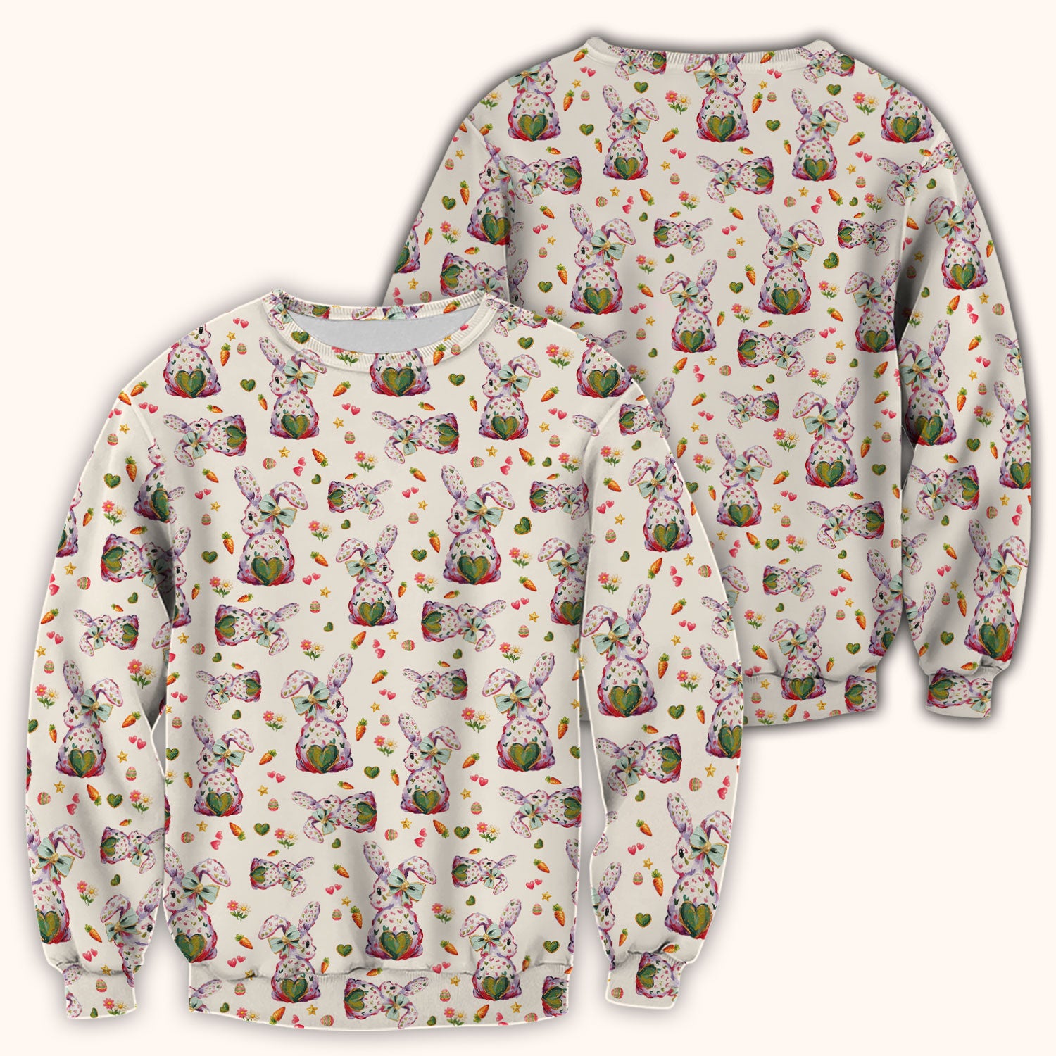 Cute Pastel Bunny Easter Pattern Scrub Top, Comfortable Scrubs for Nurses