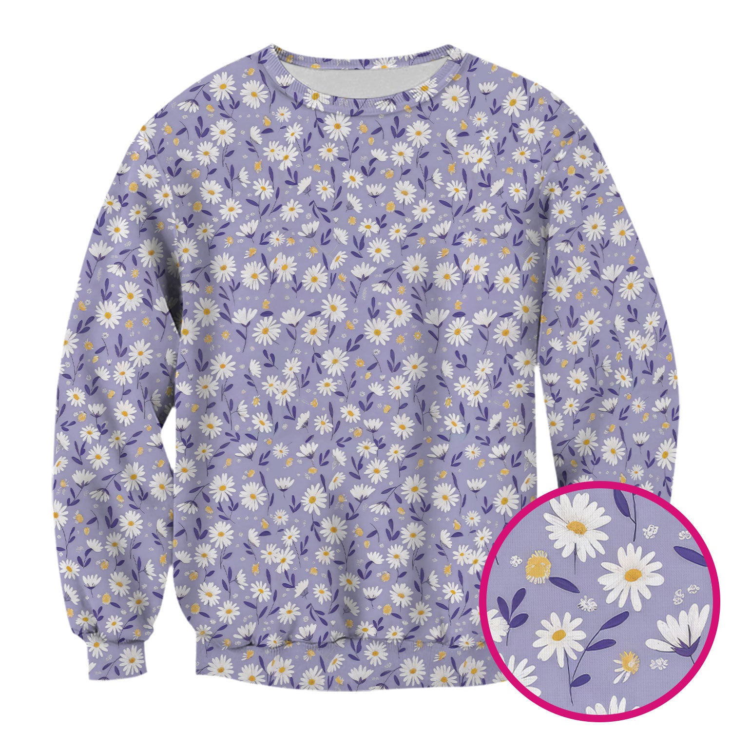 Cute Purple Daisy Botanical Print Scrub Top, Comfortable Scrubs For Nurses