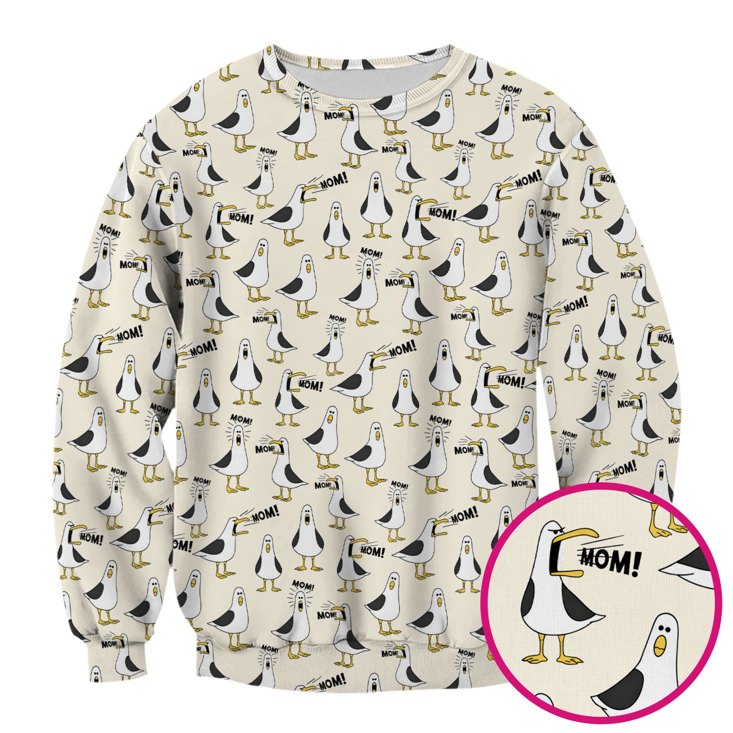 Funny Seagull Mom Seamless Pattern Scrub Top, Comfortable Scrubs for Nurses