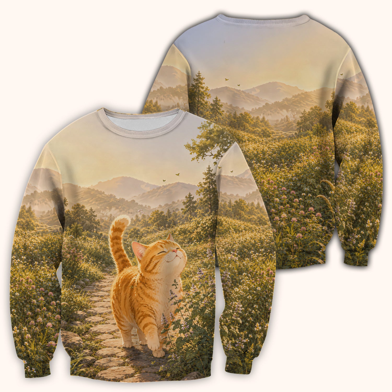 Sunny Mountain Cat Nurse, Nature Lover Medical Scrub Top, Comfortable Scrubs for Nurses