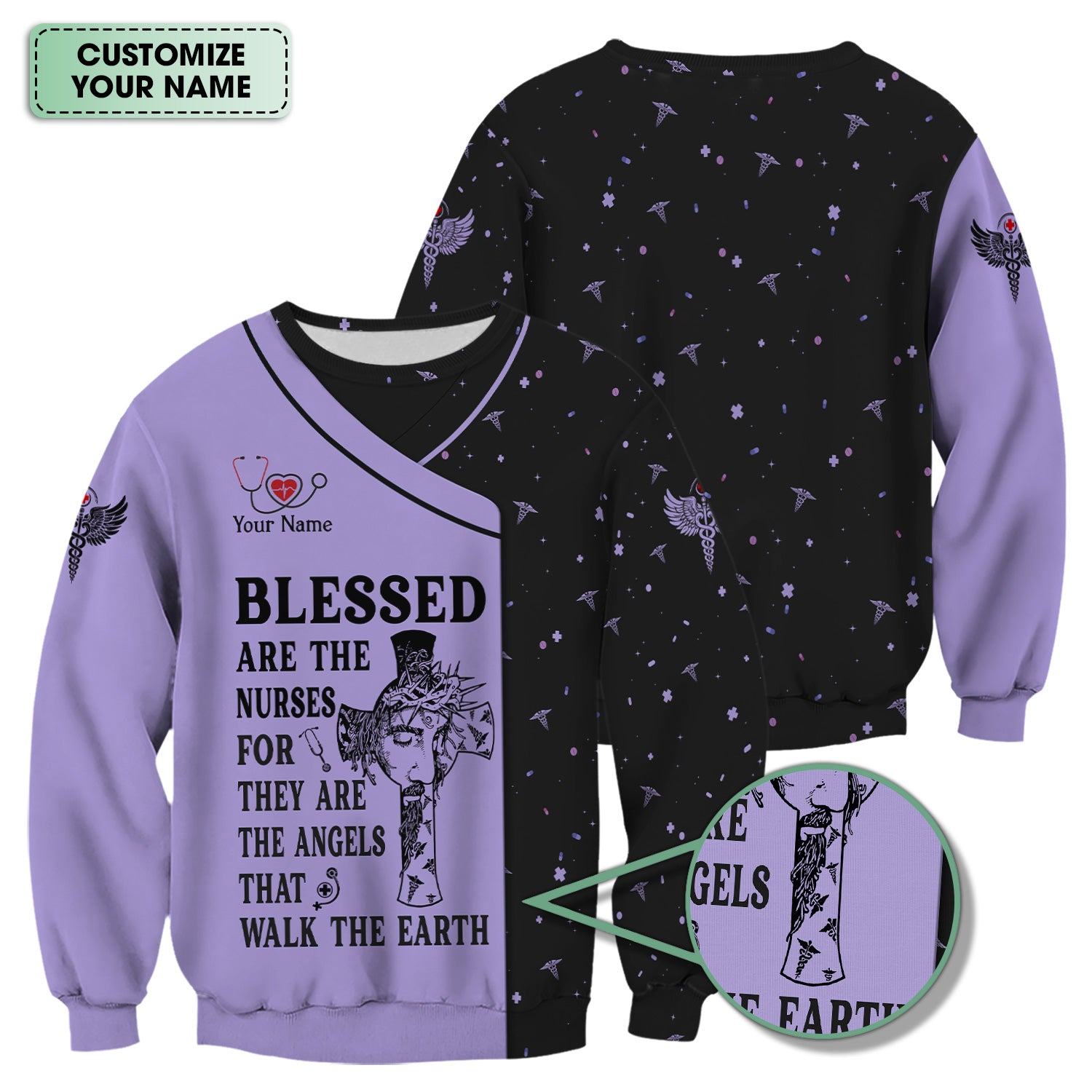 Personalized Christian Nurse Shirt - Blessed Are The Nurses Angel - Gift for Women RN LPN & Healthcare Workers