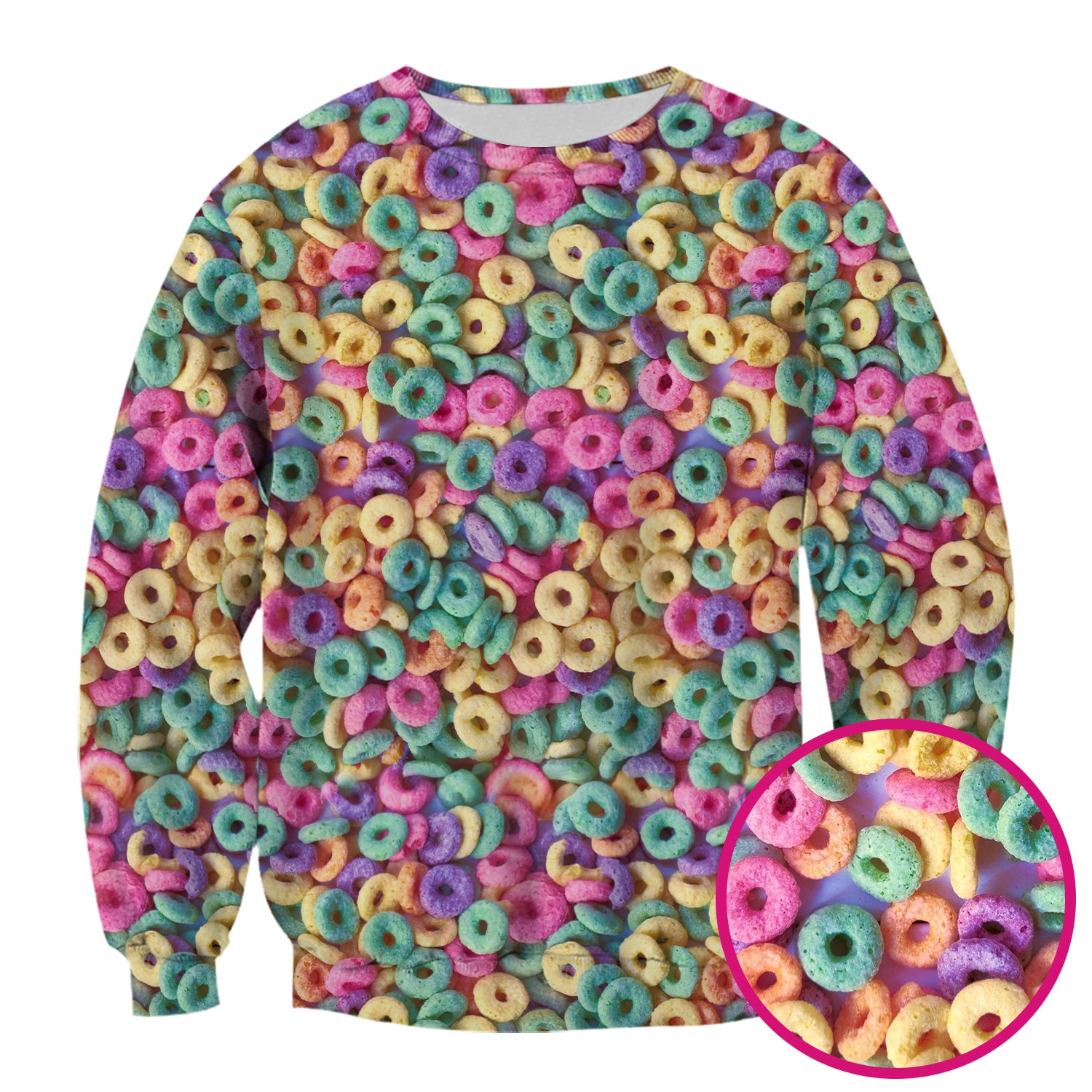Colorful Cereal Loops Pattern Scrub Top, Comfortable Scrubs for Nurses